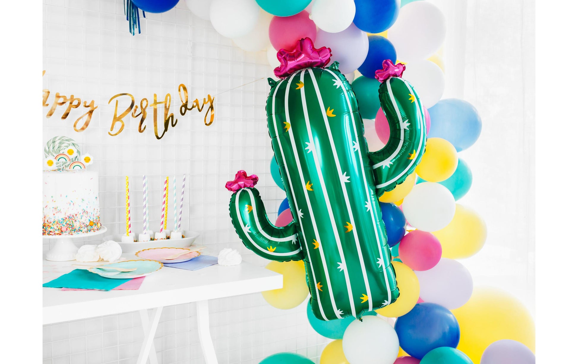 PartyDeco Folienballon Kaktus – Grün – 60 × 82 cm – 1 Stk