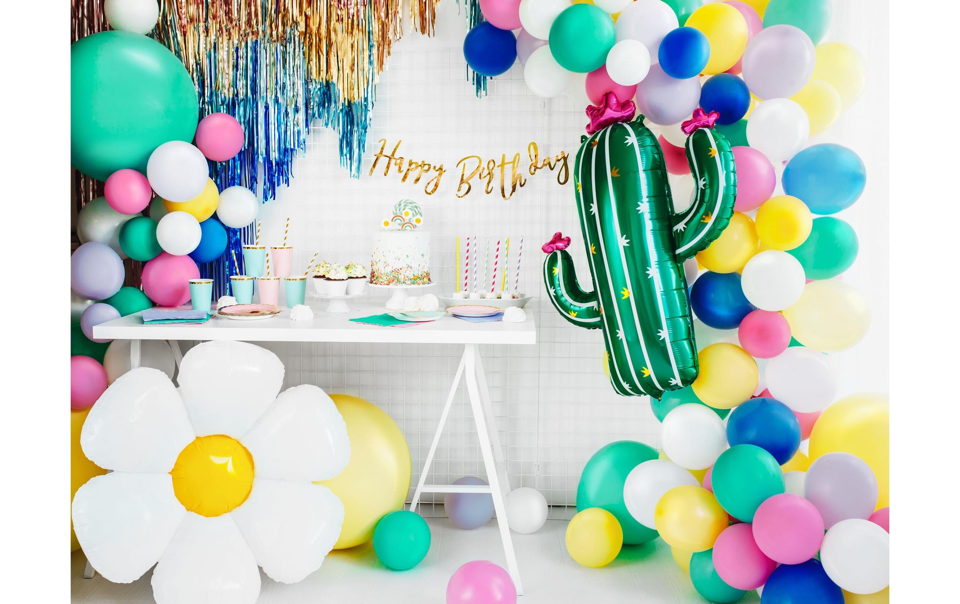 PartyDeco Folienballon Kaktus – Grün – 60 × 82 cm – 1 Stk