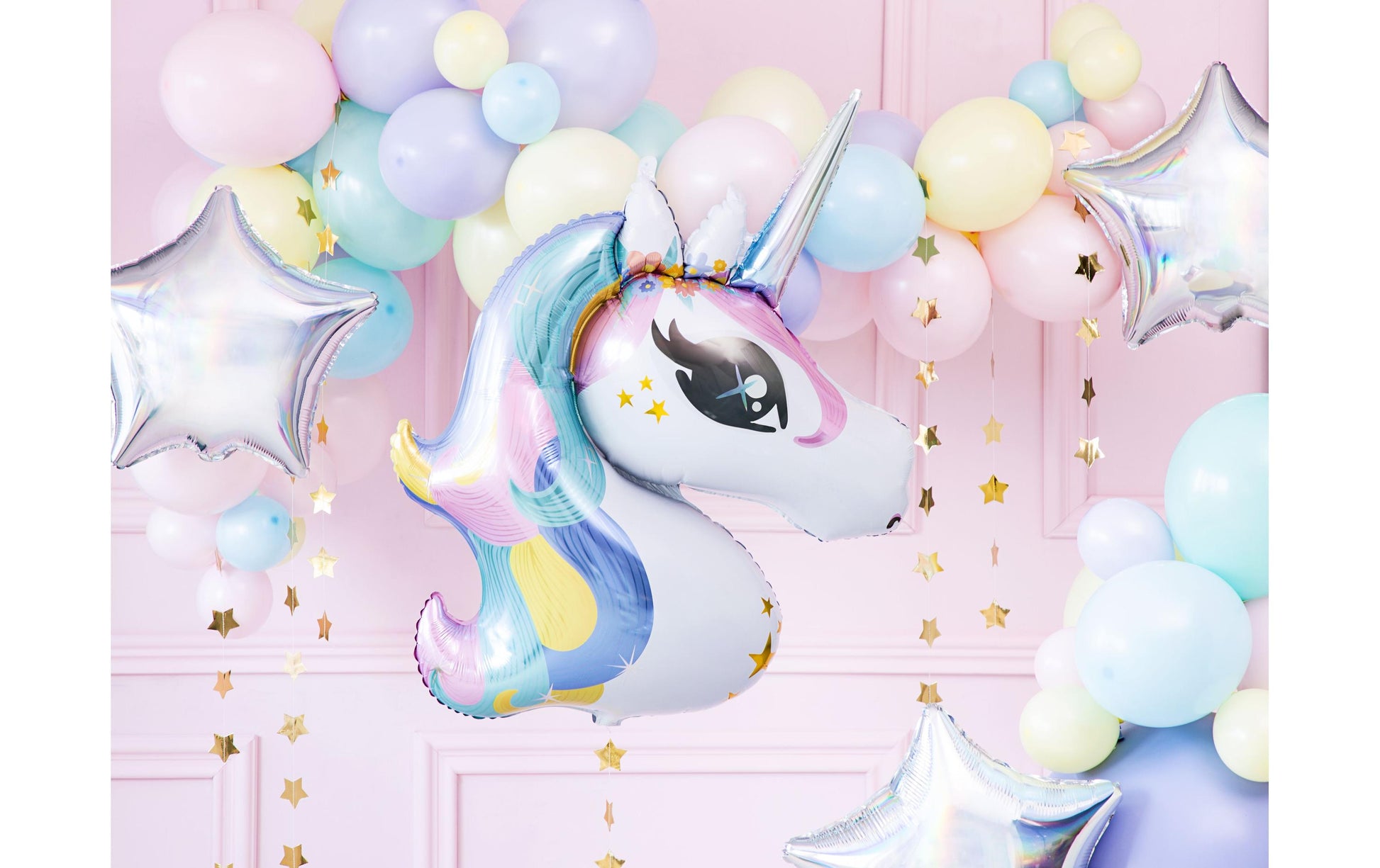 PartyDeco Folienballon Einhorn – mehrfarbig – 73 × 90 cm – 1 Stk