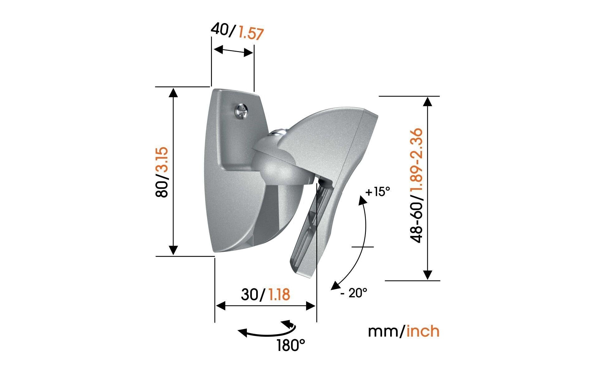 Vogel's VLB 500 – Lautsprecher-Wandhalter, bis 5 kg, neigbar, Silber