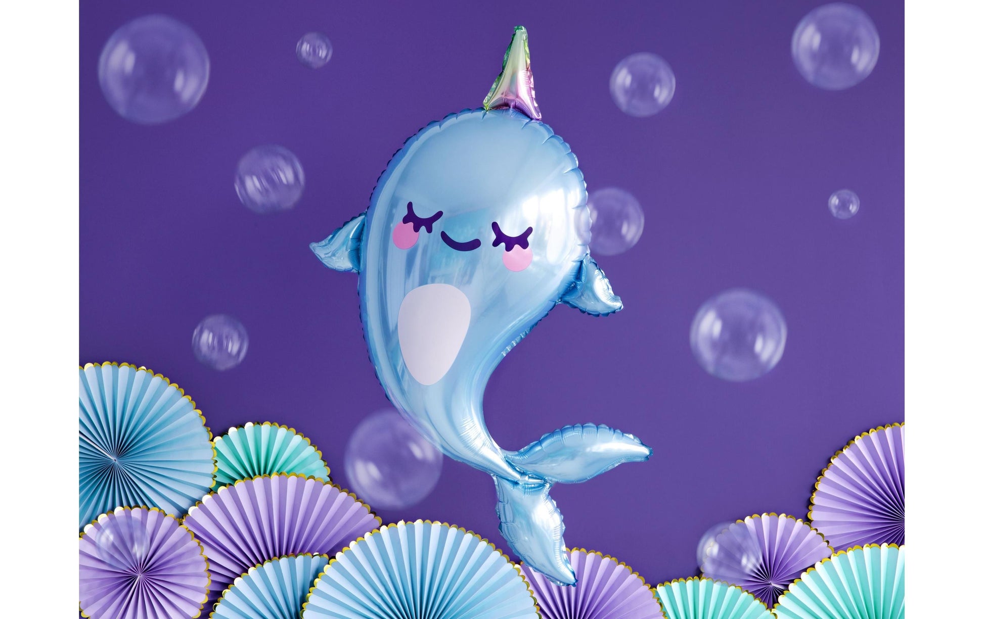 PartyDeco Folienballon Wal – Blau – 53 × 87 cm – 1 Stk
