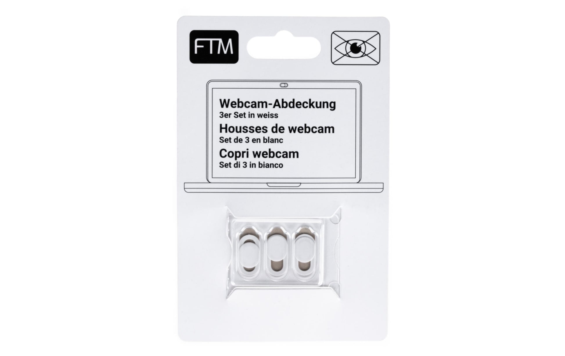 FTM Webcam-Abdeckung – Kunststoff, 9 × 17,5 × 0,9 mm – Weiss