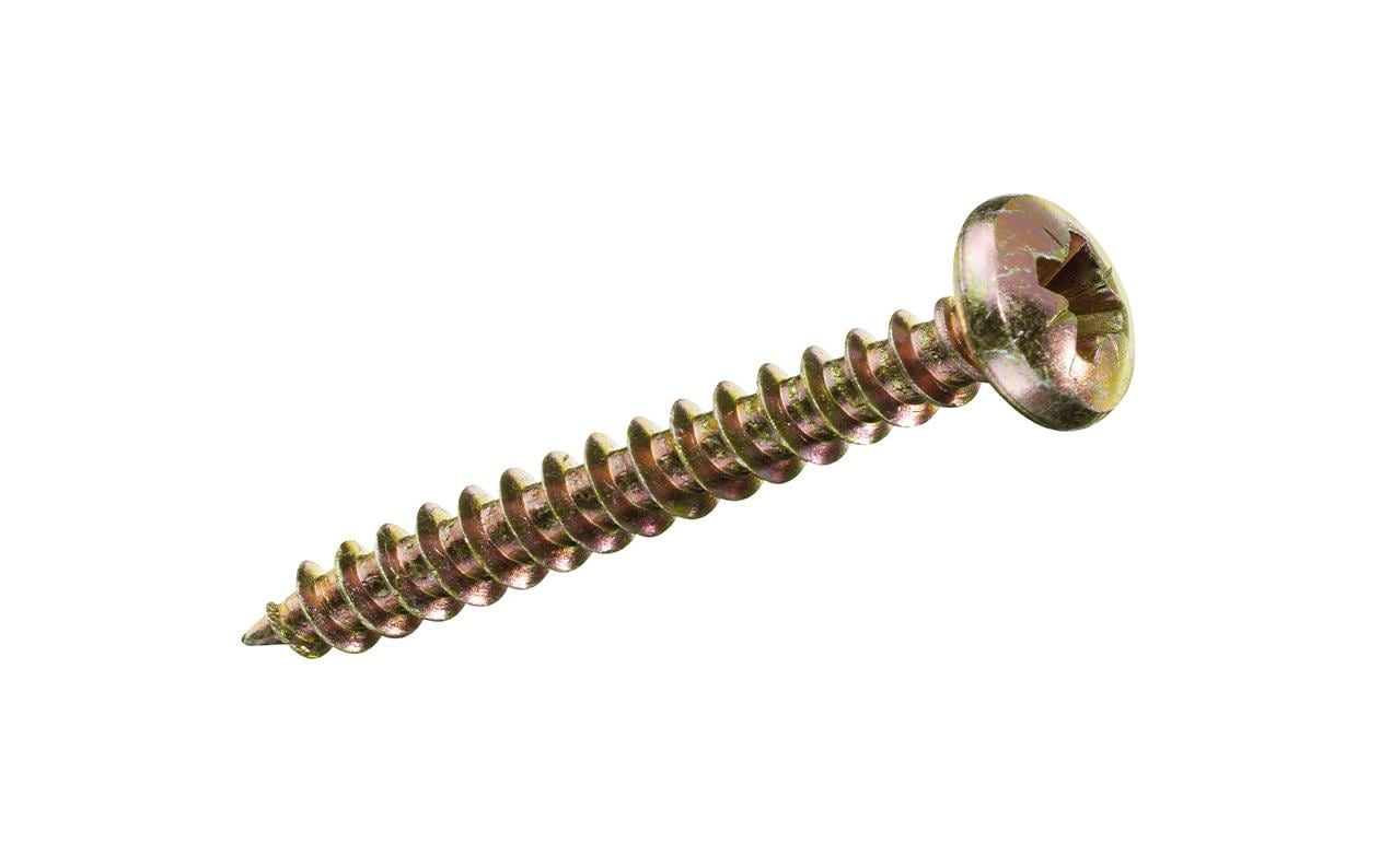Ftm Krafter HS Spanplattenschrauben – Linsenkopf, Pozidriv, Ø 6 × 50 mm, Stahl, gelb verzinkt, 6 Stk.