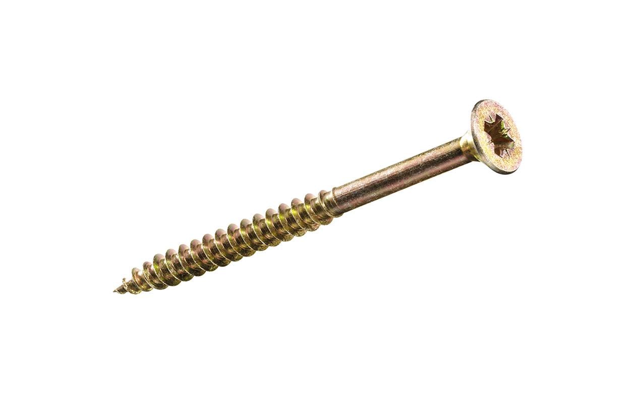 Ftm Krafter Spanplattenschrauben Teilgewinde – Ø 4 × 80 mm, Senkkopf, Pozidriv, Stahl, verzinkt gelb, 10 Stk.