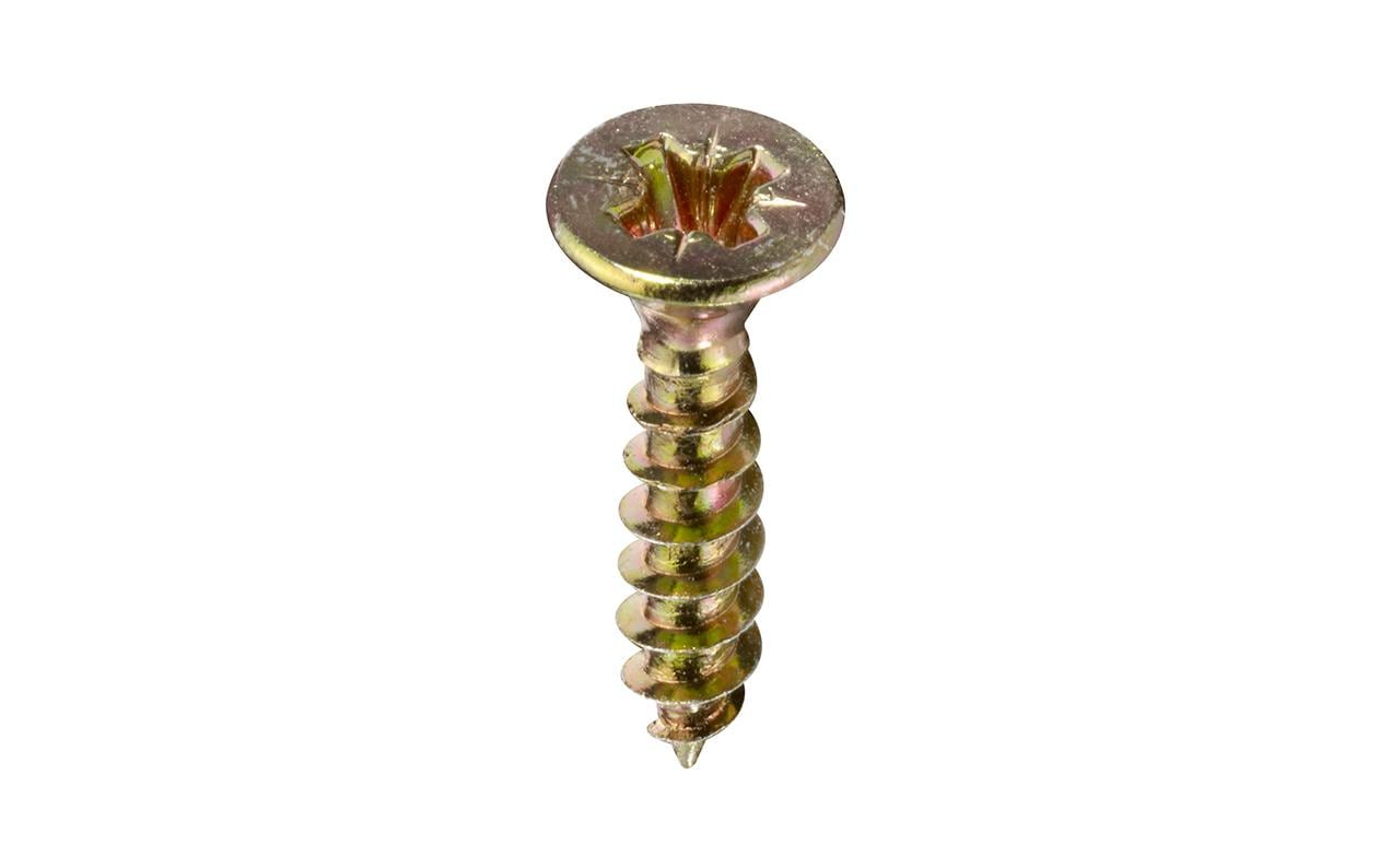 Ftm Krafter Spanplattenschrauben PZ – Ø 3,5 × 30 mm, Vollgewinde, Senkkopf, Stahl, gelb verzinkt, 20 Stk.
