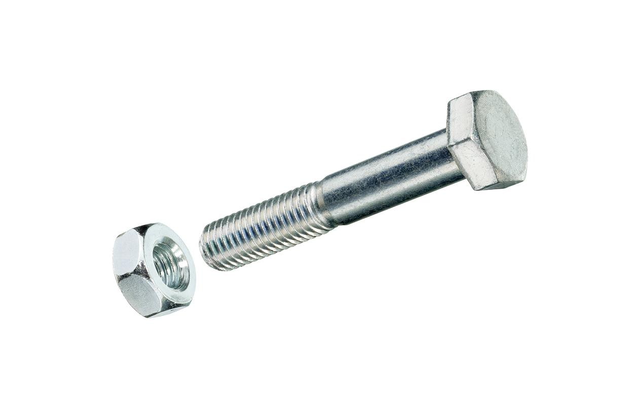 Ftm Krafter Sechskantschrauben mit Muttern M6 – Sechskantkopf, Aussensechskant, 40 mm, verzinkt, Blau, 6 Stk.