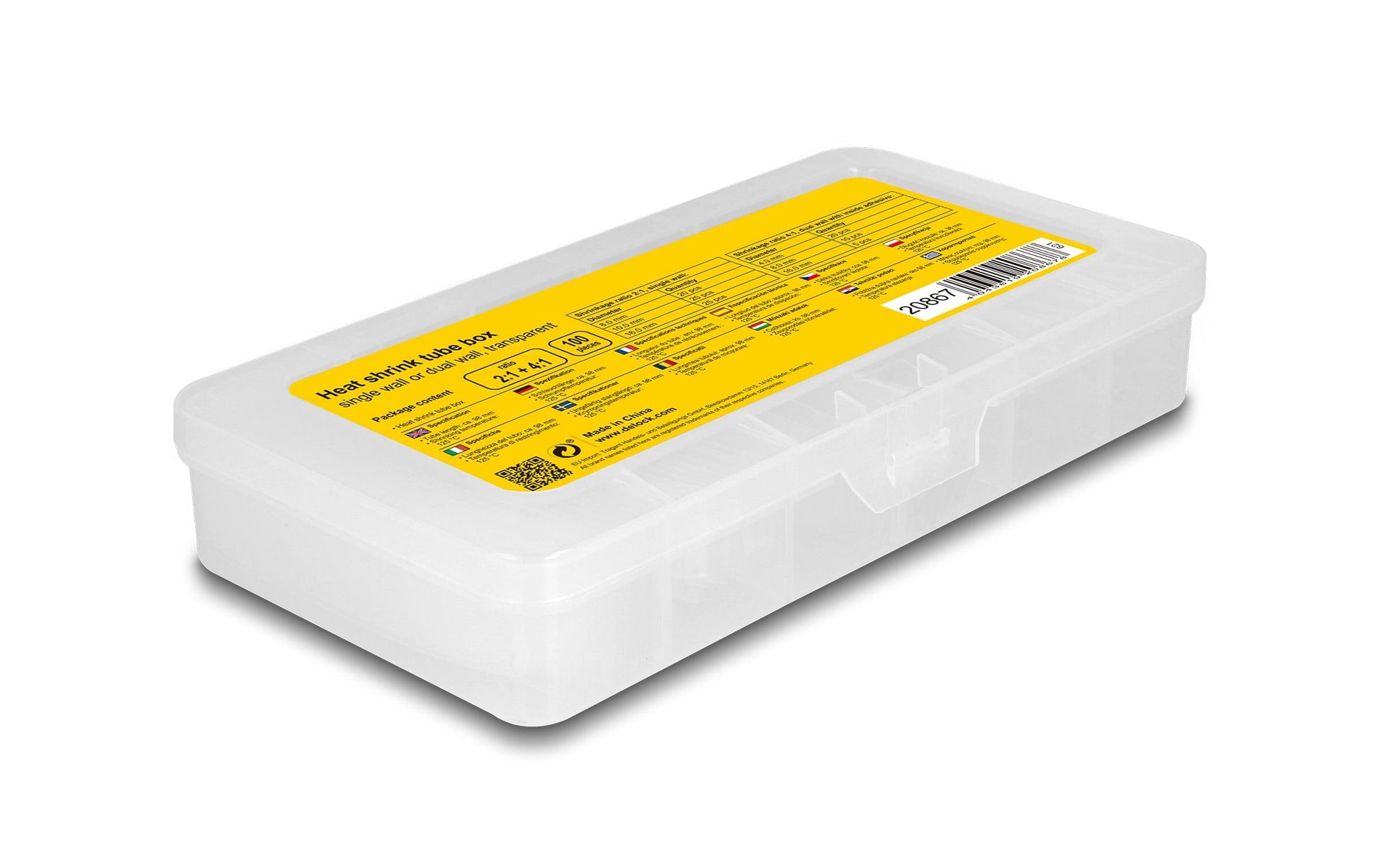 DeLOCK Schrumpfschlauch-Set, 100 Stk., Ø 10 mm, 10 cm – transparent