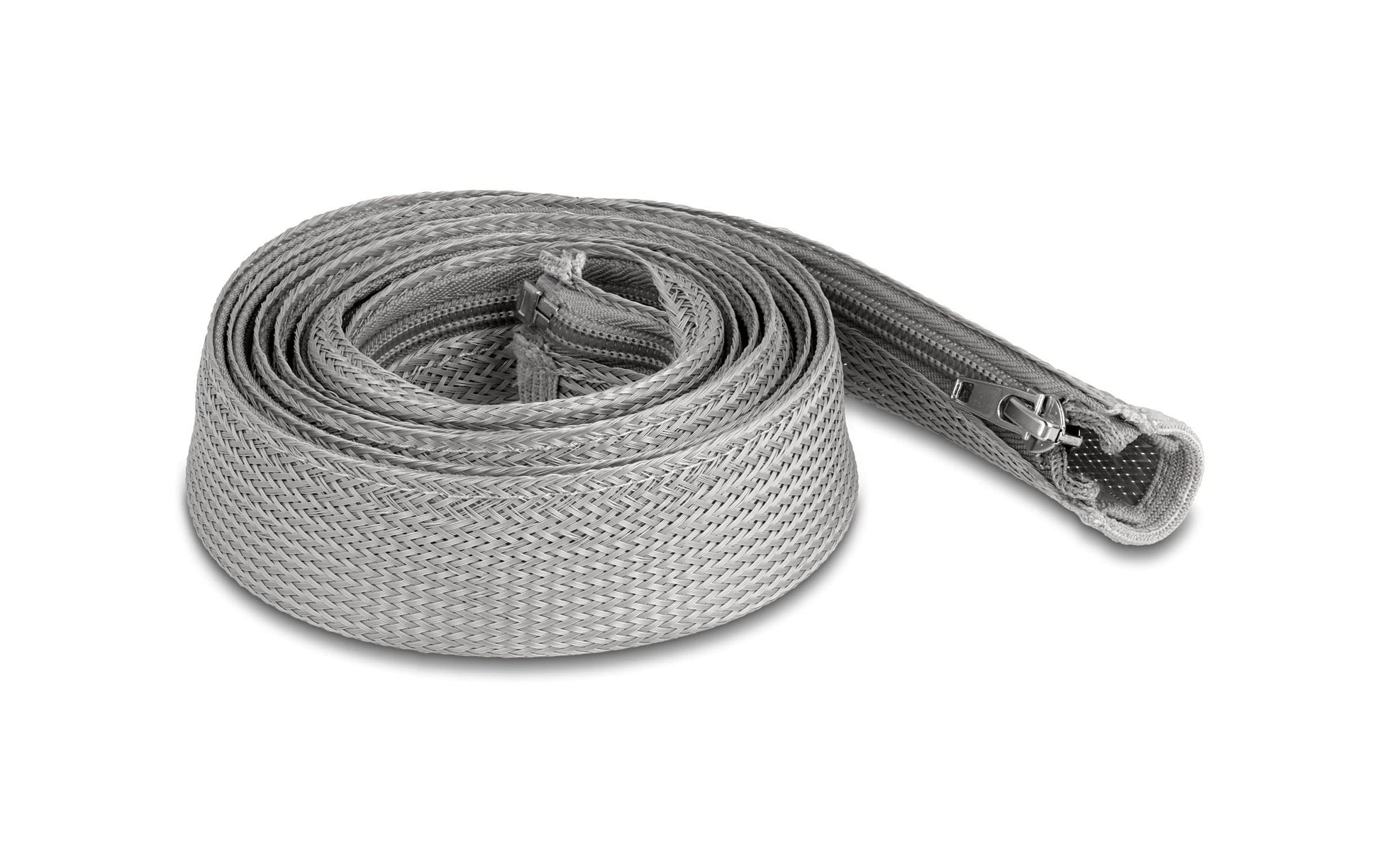 DeLOCK Kabelschlauch, Ø 30 mm × 2 m, Reissverschluss, wiederverwendbar, hitzebeständig -50 bis 150 °C – grau