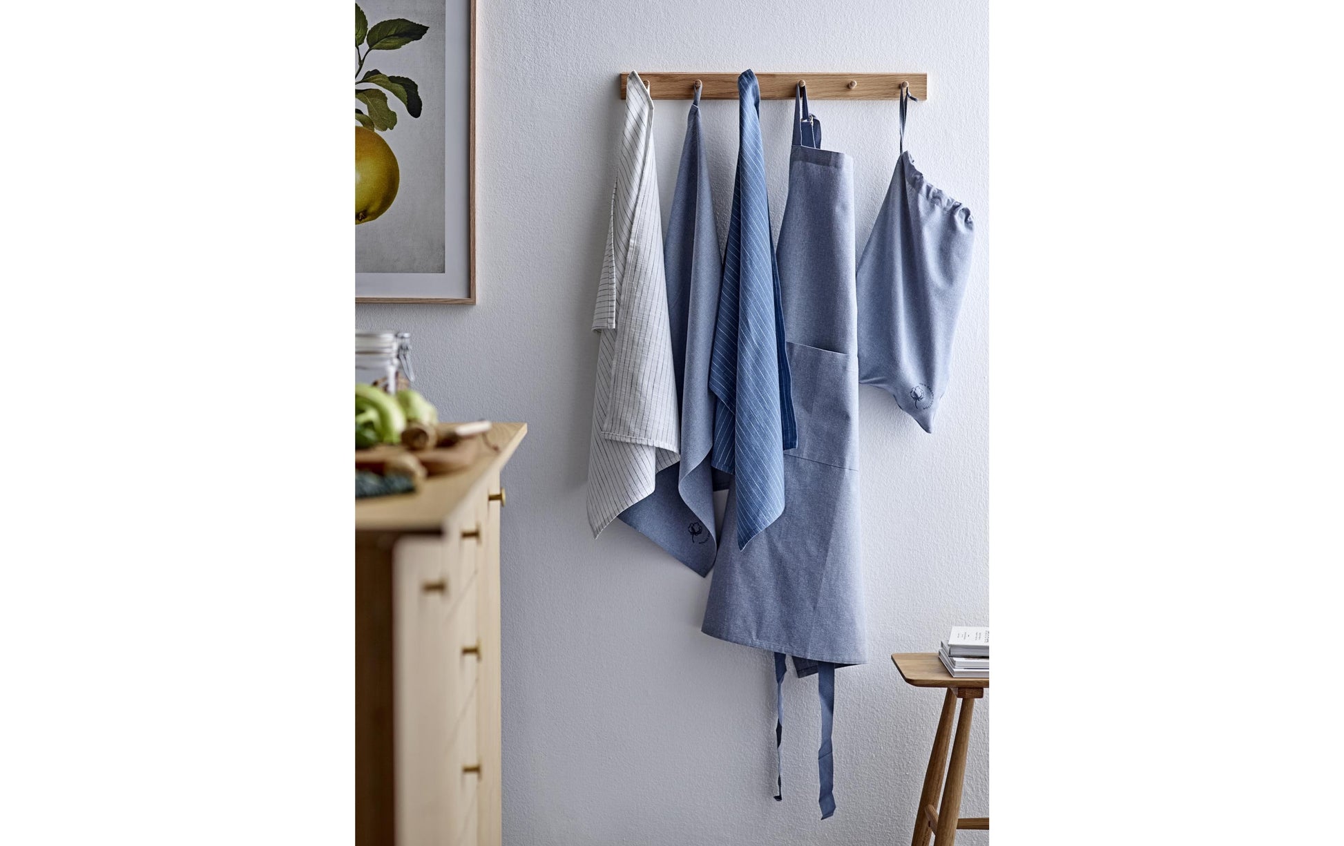 Södahl Geschirrtuch – 50 × 70 cm, Blau/Weiss, Baumwolle, 2er-Set