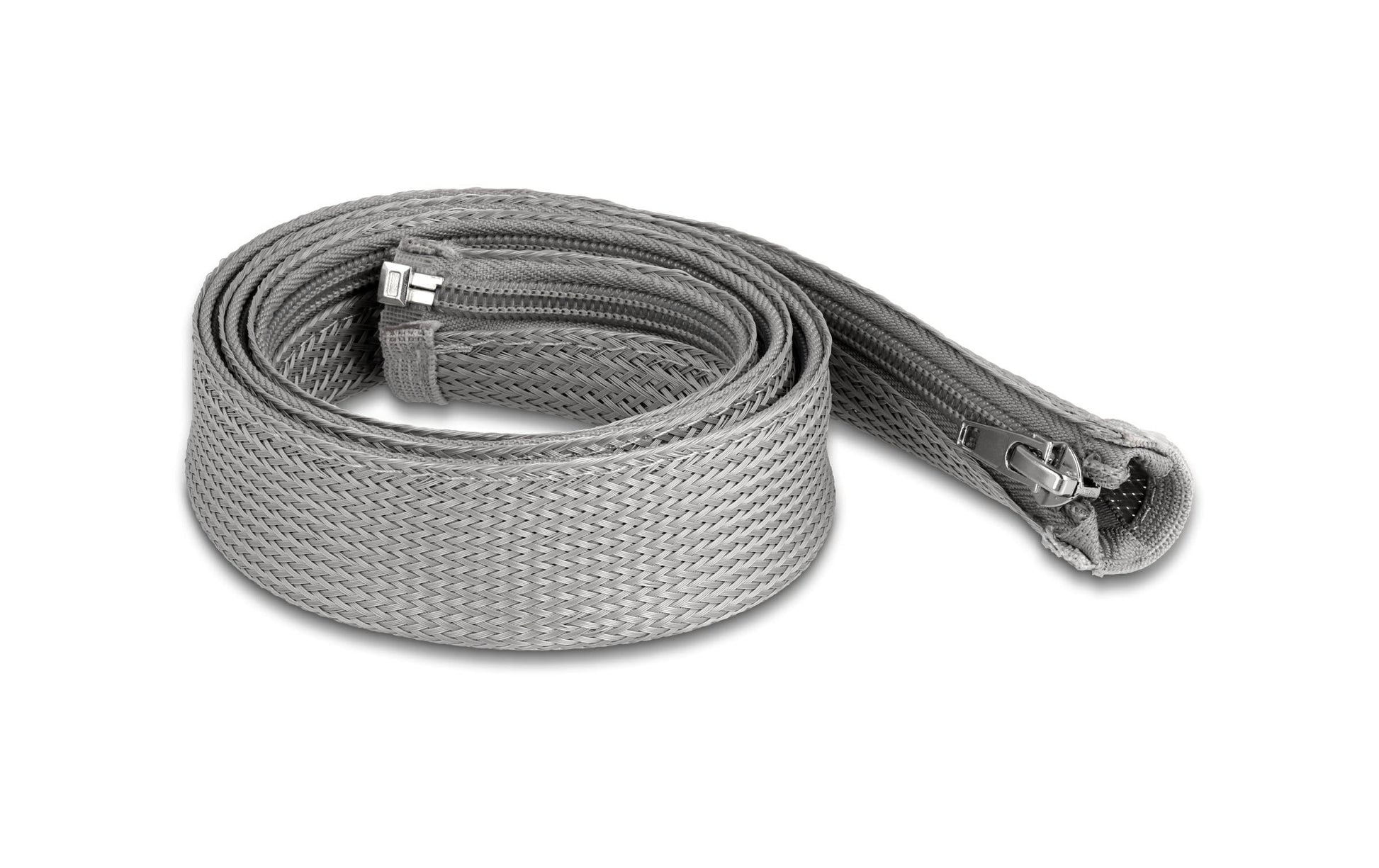 DeLOCK Kabelschlauch, Ø 30 mm × 1 m, Reissverschluss, wiederverwendbar – grau