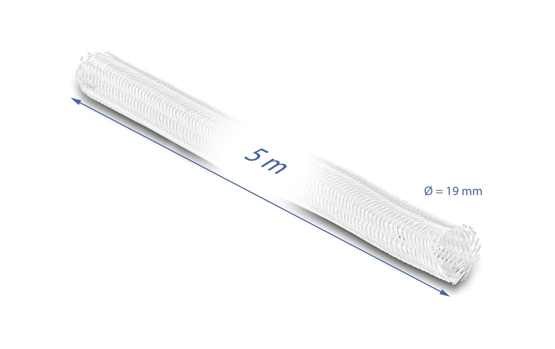 DeLOCK Kabelschlauch, Ø 19 mm × 5 m, selbstschliessend, zuschneidbar, hitzebeständig – weiss