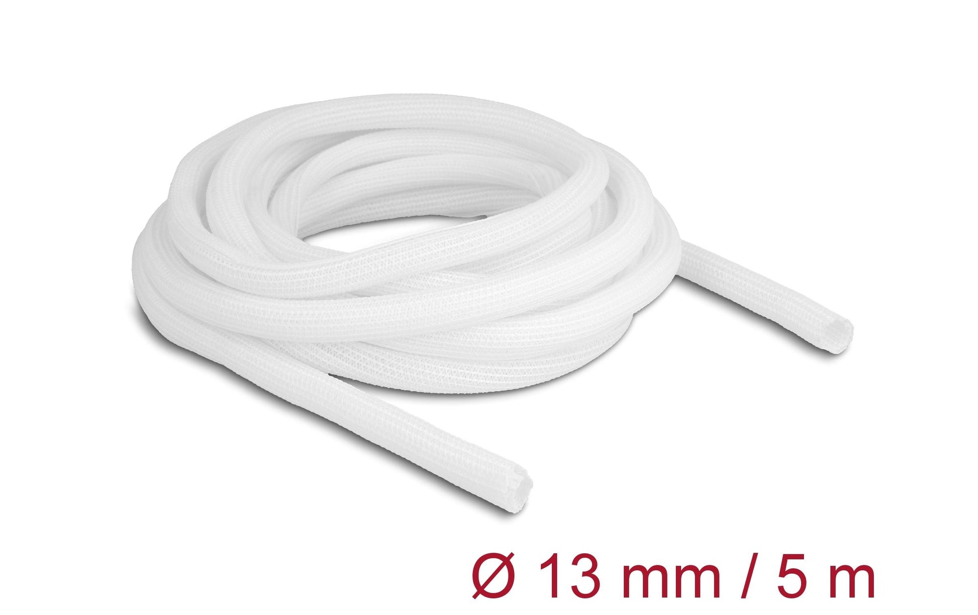 DeLOCK Kabelschlauch, Ø 13 mm, 5 m, selbstschliessend, schneidbar, hitzebeständig – weiss