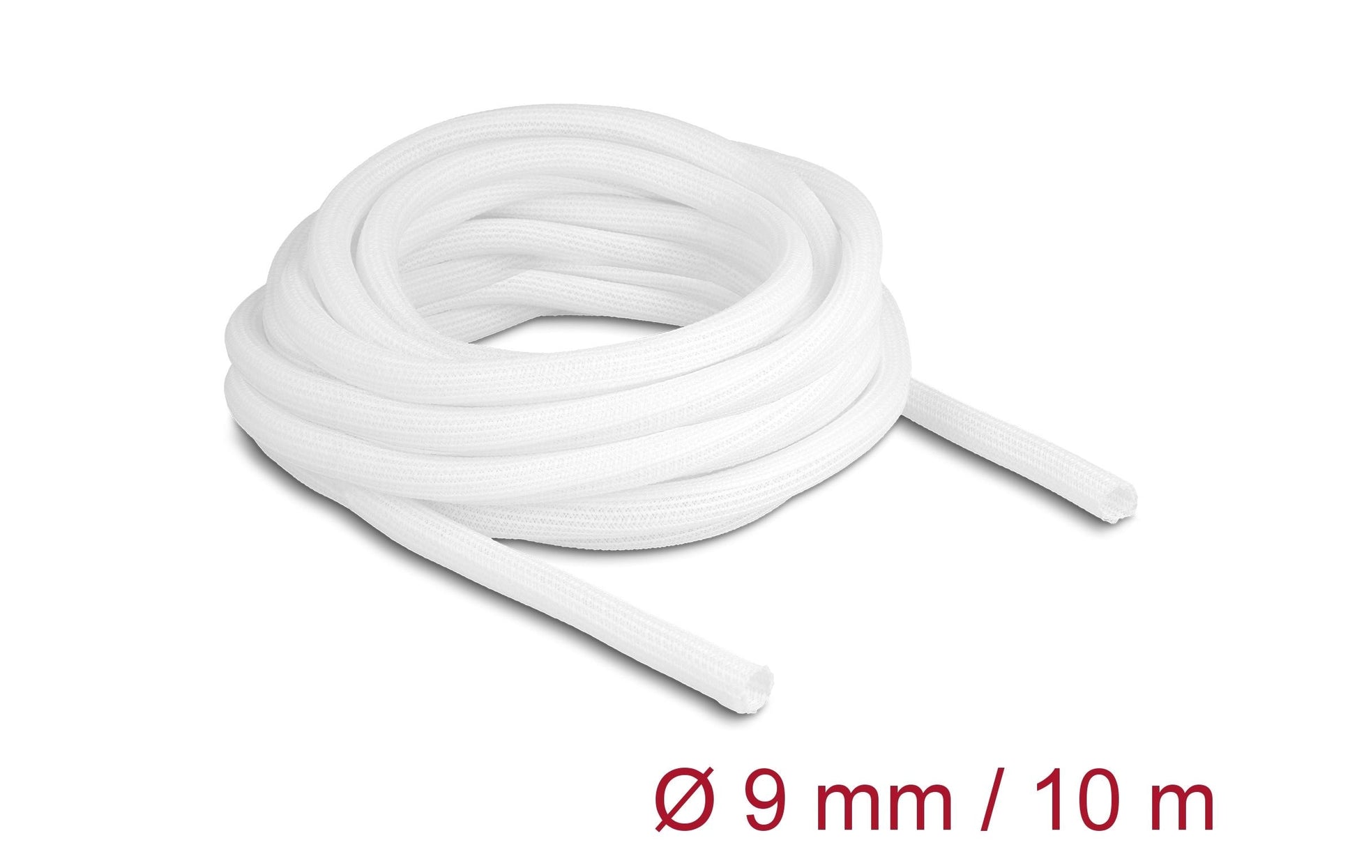 DeLOCK Kabelschlauch – Ø 9 mm – 10 m – Polyester – Weiss, zuschneidbar