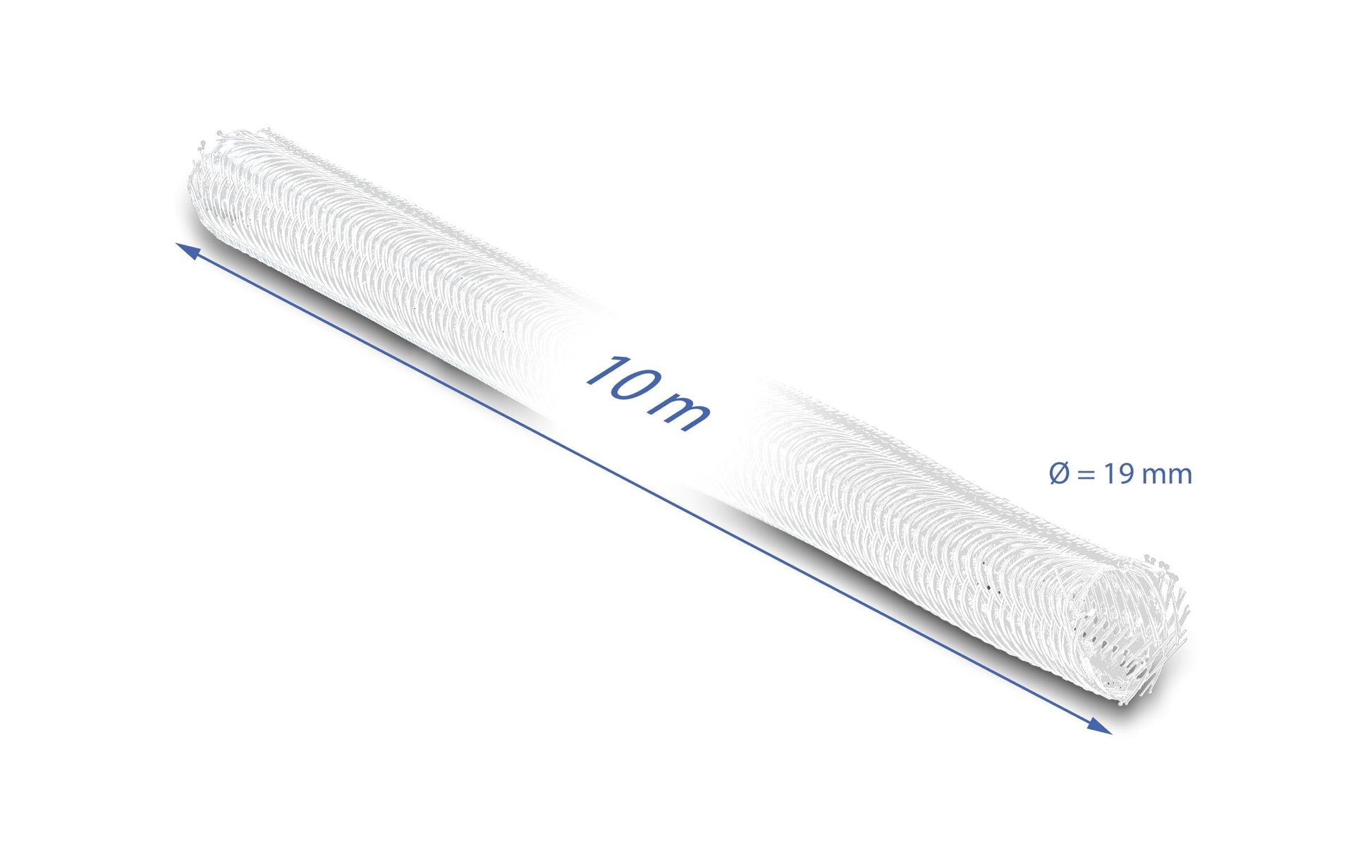 DeLOCK Kabelschlauch Ø 19 mm × 10 m, selbstschliessend, zuschneidbar, hitzebeständig – weiss