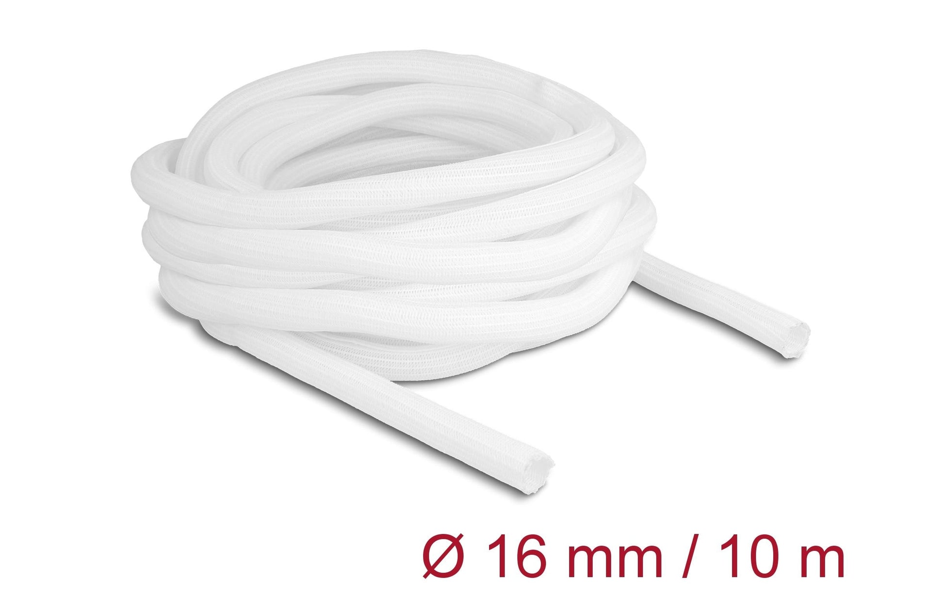 DeLOCK Kabelschlauch, Ø 16 mm × 10 m, wiederverwendbar, selbstschliessend, hitzebeständig – weiss