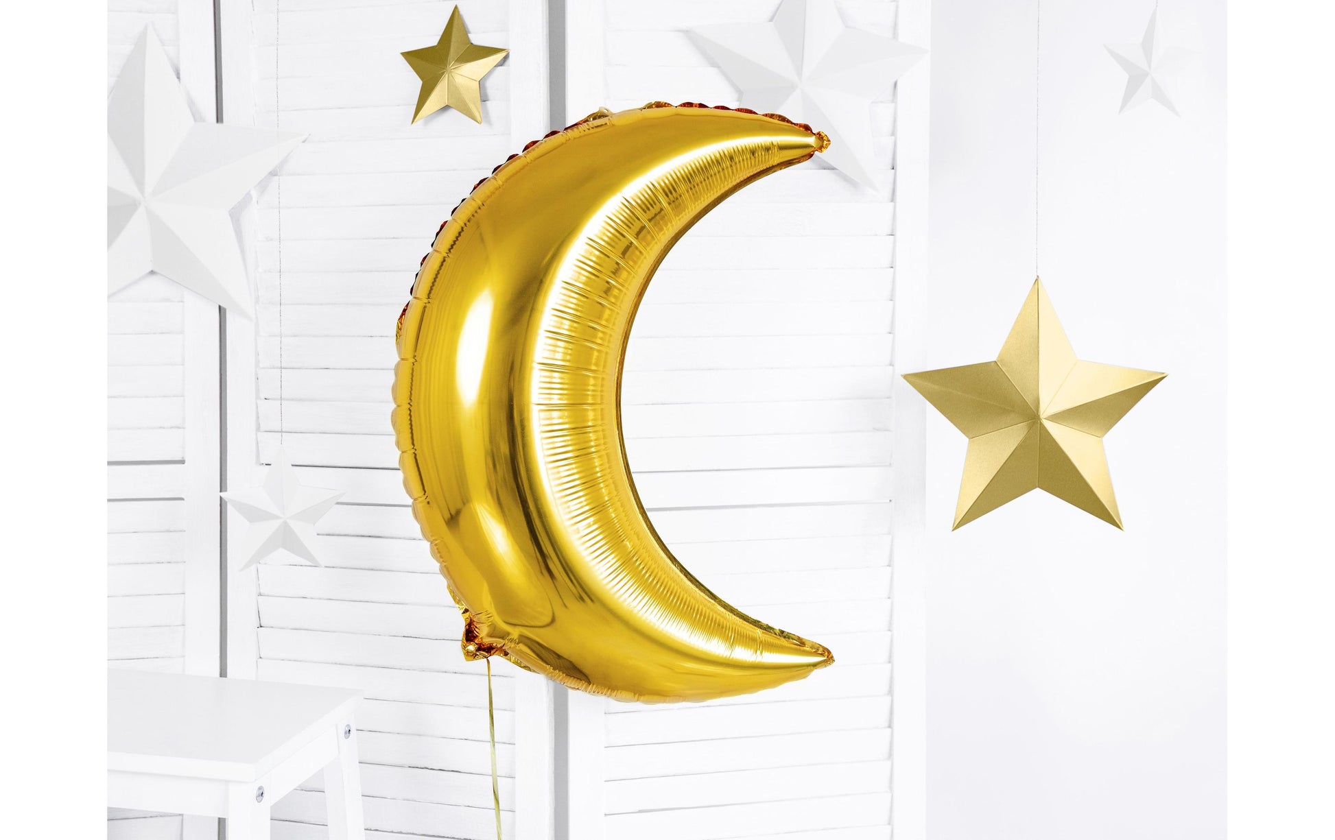 PartyDeco Folienballon Mond – Gold – Ø 60 cm – Folie – 1 Stk – mit Helium befüllbar