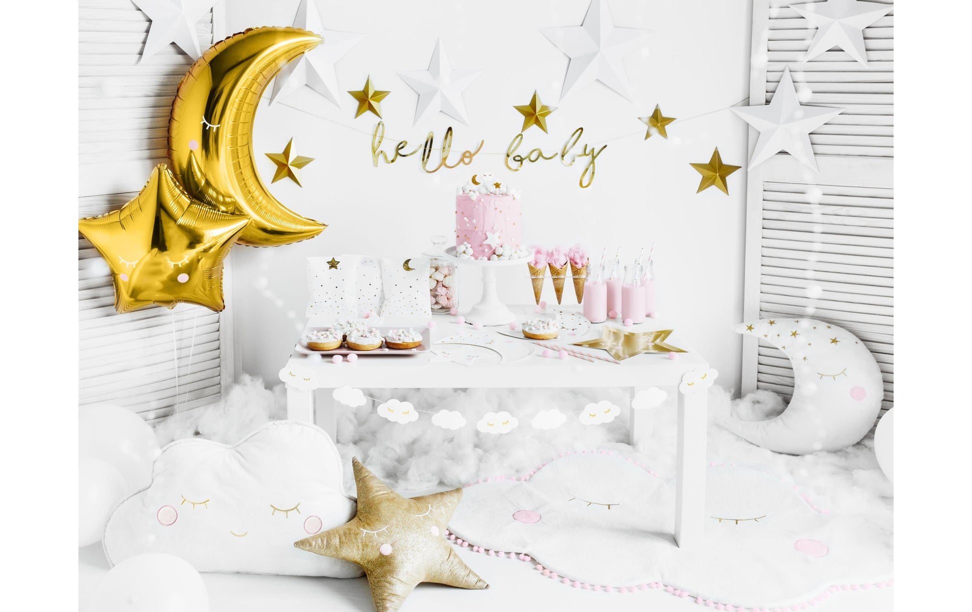 PartyDeco Folienballon Mond – Gold – Ø 60 cm – Folie – 1 Stk – mit Helium befüllbar