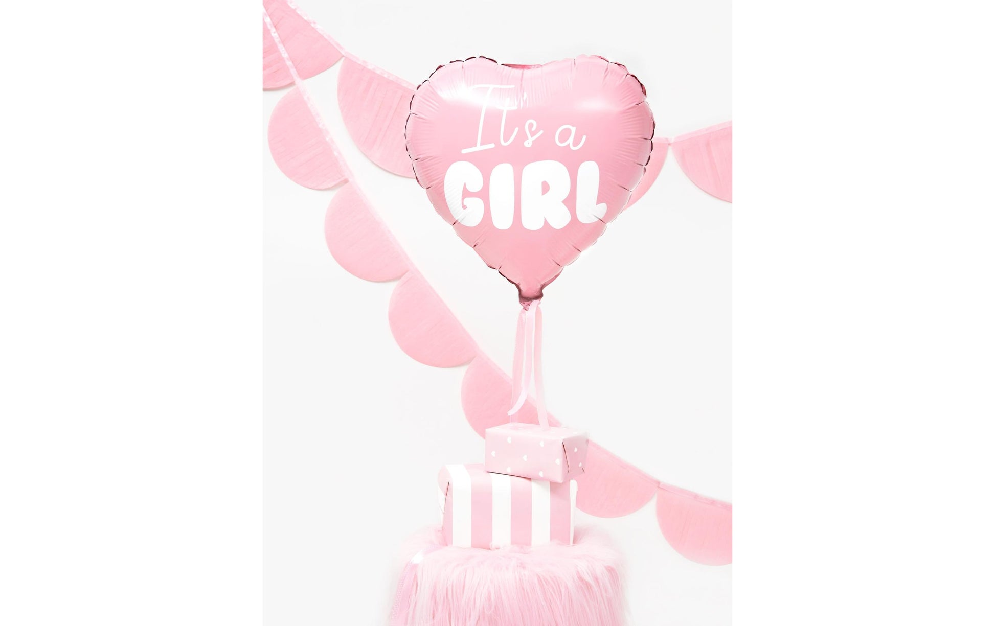 PartyDeco Folienballon Baby (Herz) – Rosa/Weiss – Ø 45 cm – Folie – 1 Stück – mit Helium befüllbar
