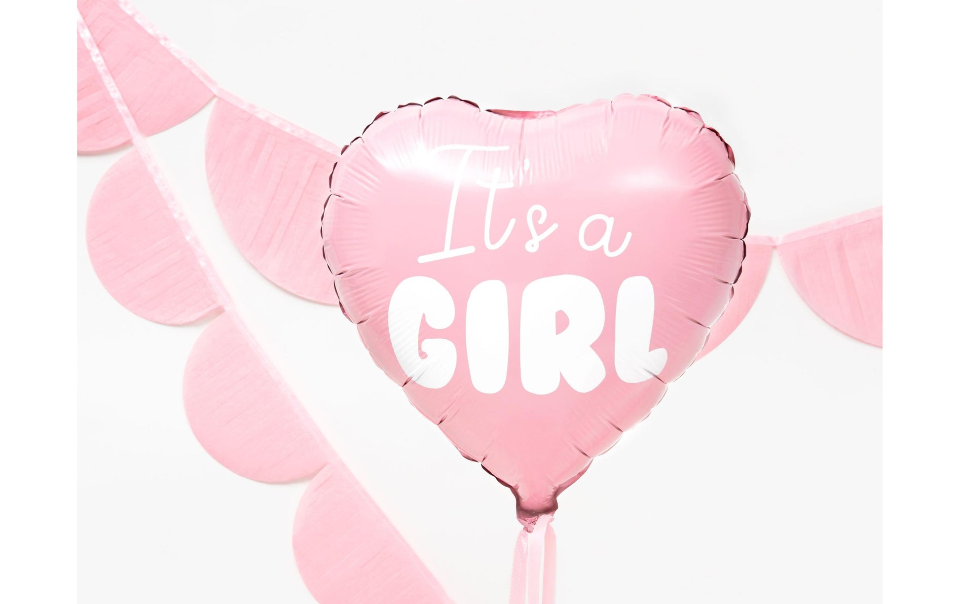 PartyDeco Folienballon Baby (Herz) – Rosa/Weiss – Ø 45 cm – Folie – 1 Stück – mit Helium befüllbar