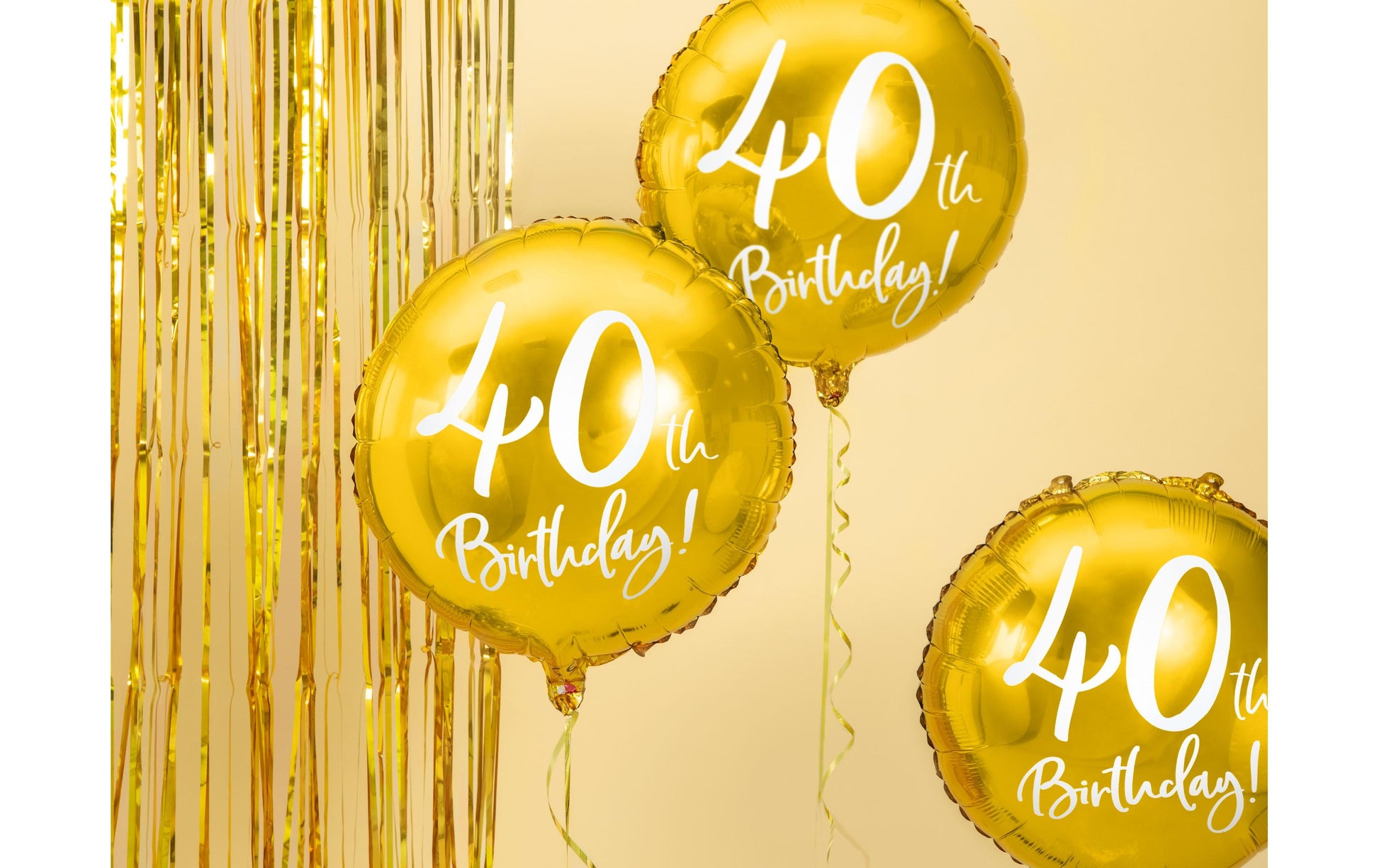 PartyDeco Folienballon Zahl 40 Geburtstag – Gold/Weiss – Ø 45 cm – Folie – 1 Stück