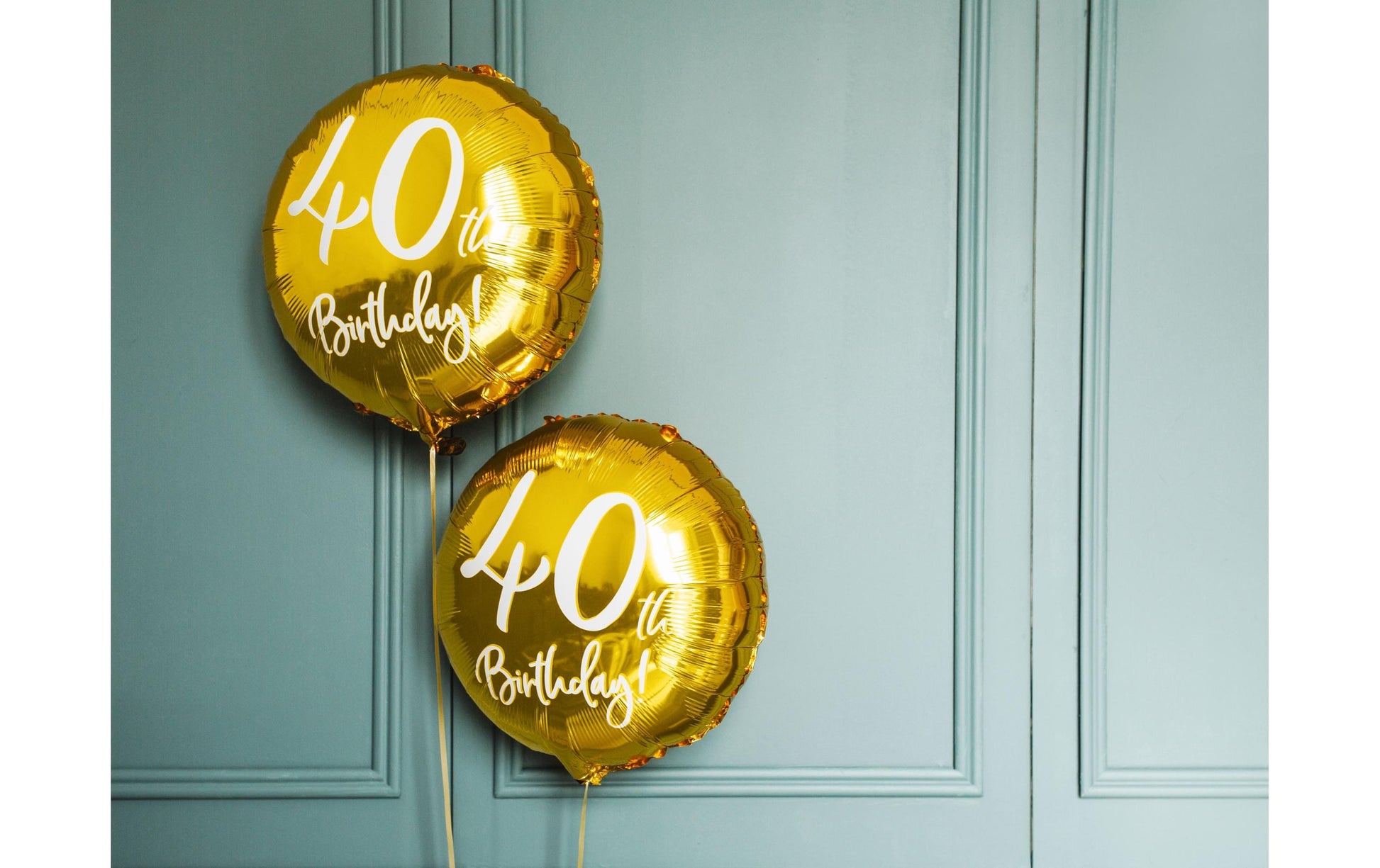 PartyDeco Folienballon Zahl 40 Geburtstag – Gold/Weiss – Ø 45 cm – Folie – 1 Stück