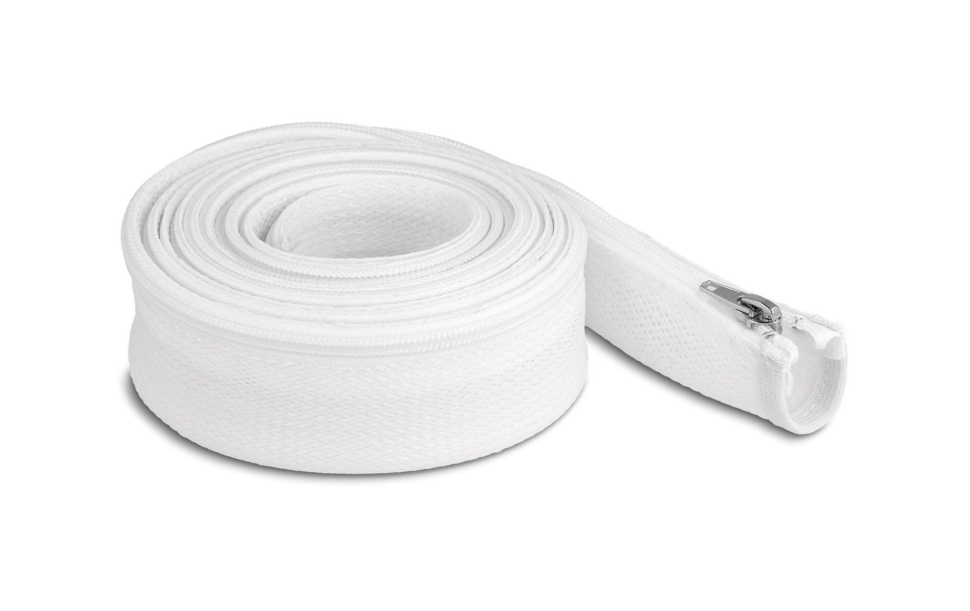 DeLOCK Kabelschlauch mit Reissverschluss – 3 m × Ø 50 mm – Polyester, Weiss – Hitzebeständig