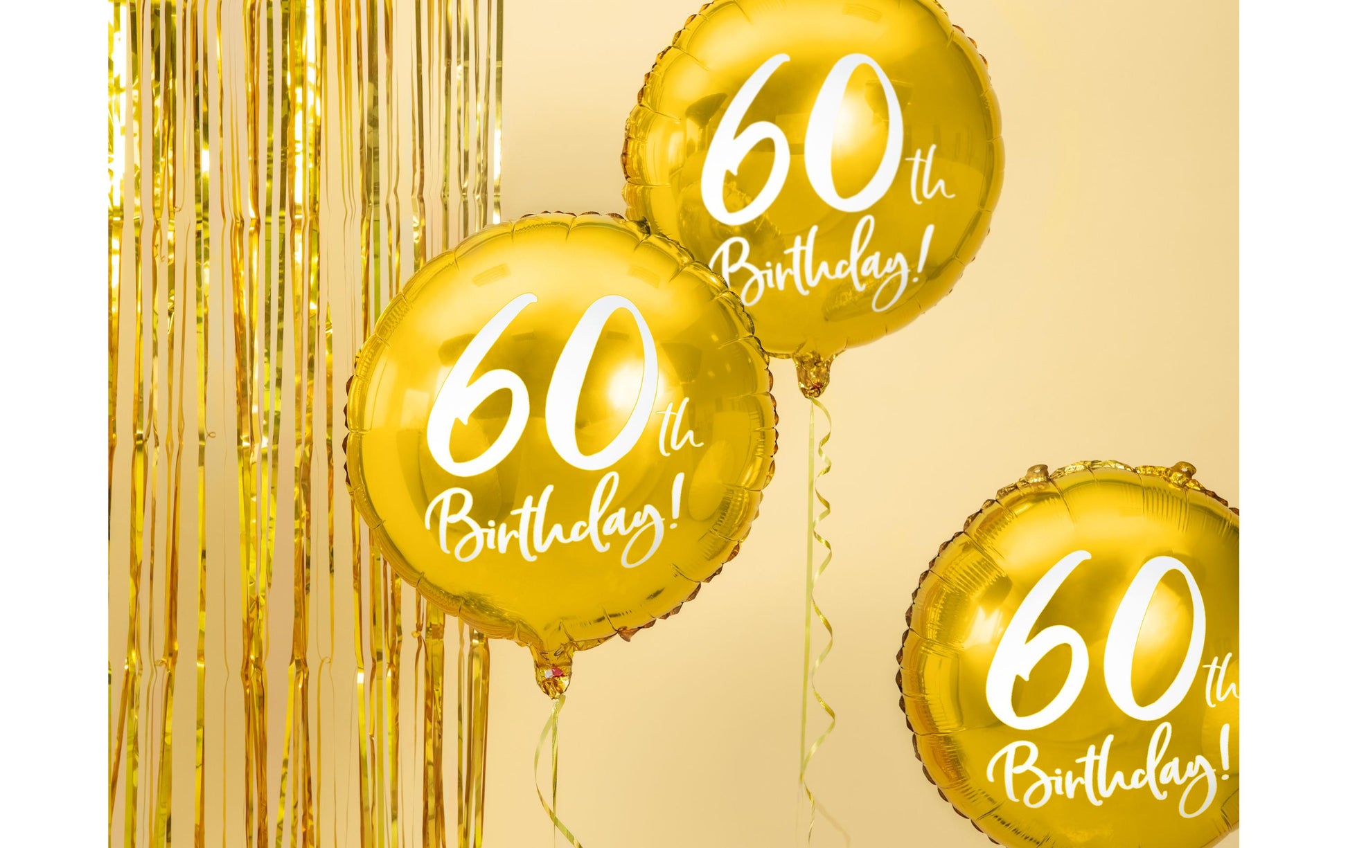 PartyDeco Folienballon Zahl 60 – Gold/Weiss – Ø 45 cm – Folie – 1 Stück
