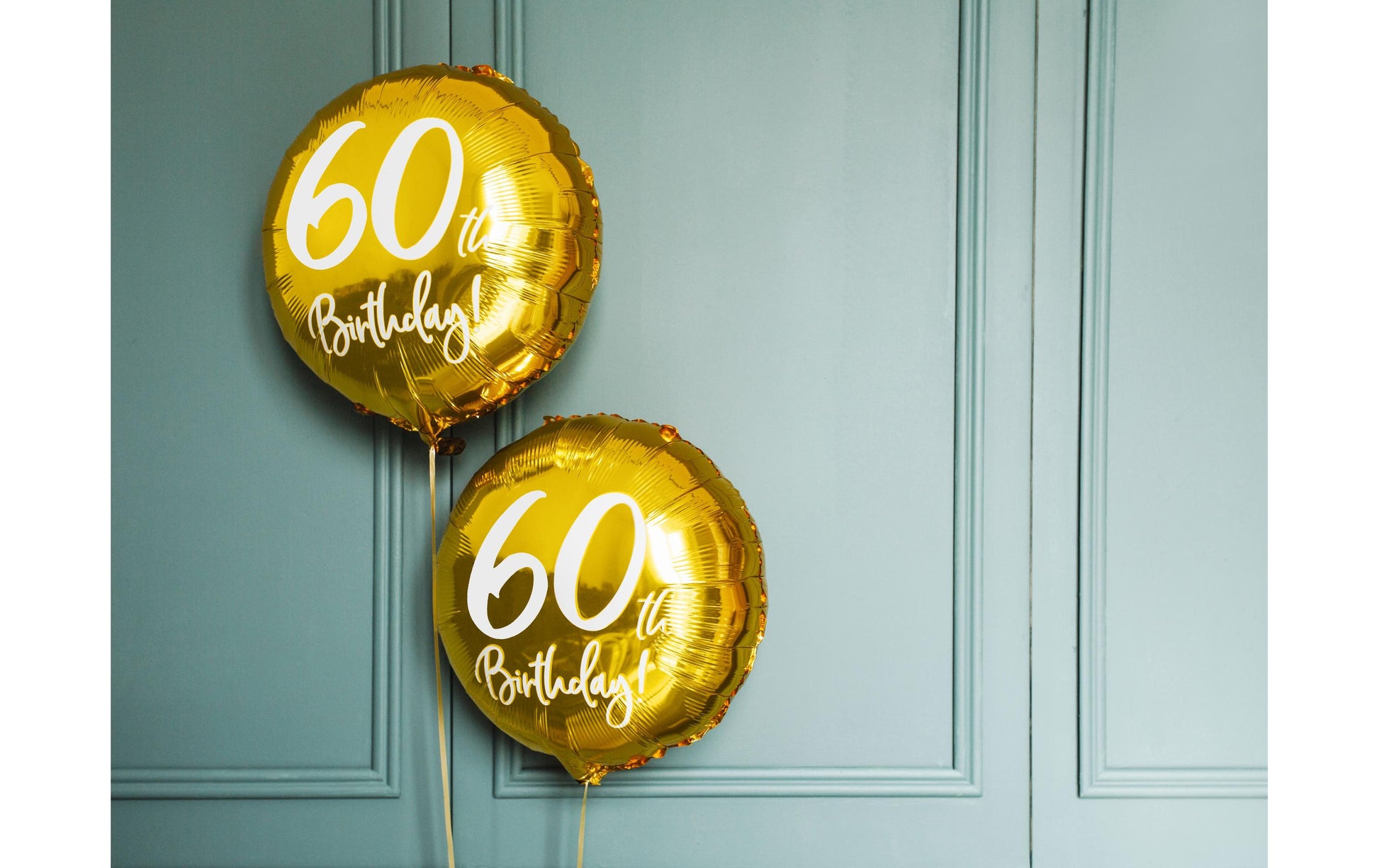 PartyDeco Folienballon Zahl 60 – Gold/Weiss – Ø 45 cm – Folie – 1 Stück