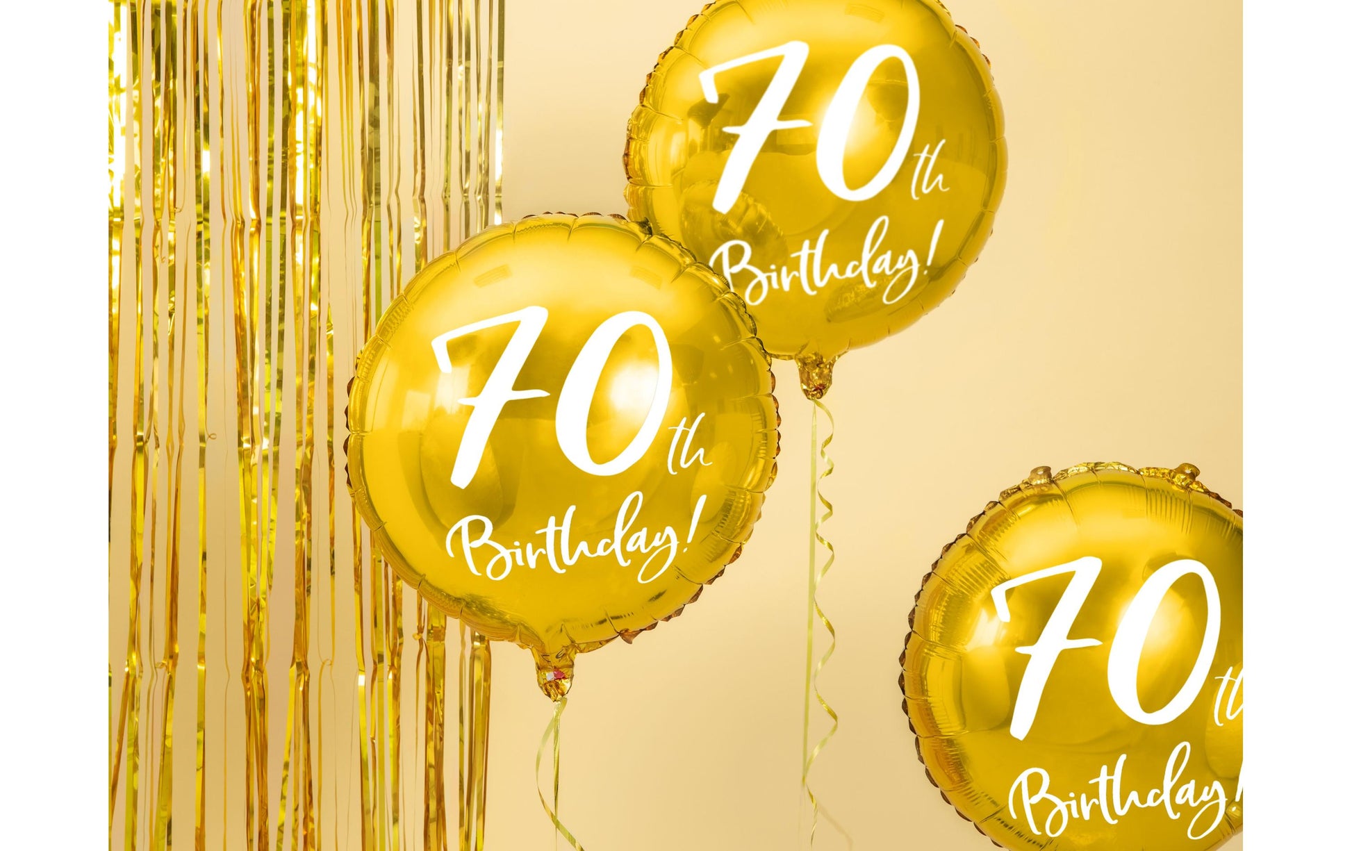 PartyDeco Folienballon Zahl 70 Geburtstag – Gold, Weiss – Ø 45 cm – Folie – 1 Stück