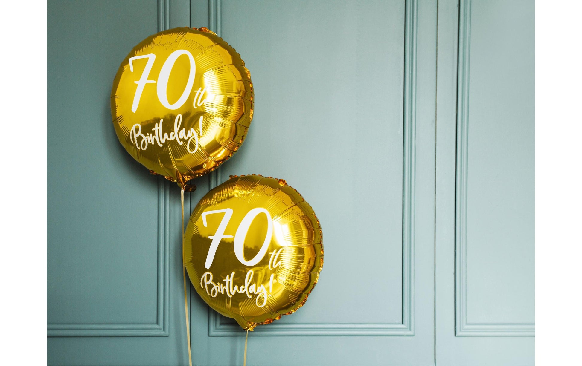 PartyDeco Folienballon Zahl 70 Geburtstag – Gold, Weiss – Ø 45 cm – Folie – 1 Stück