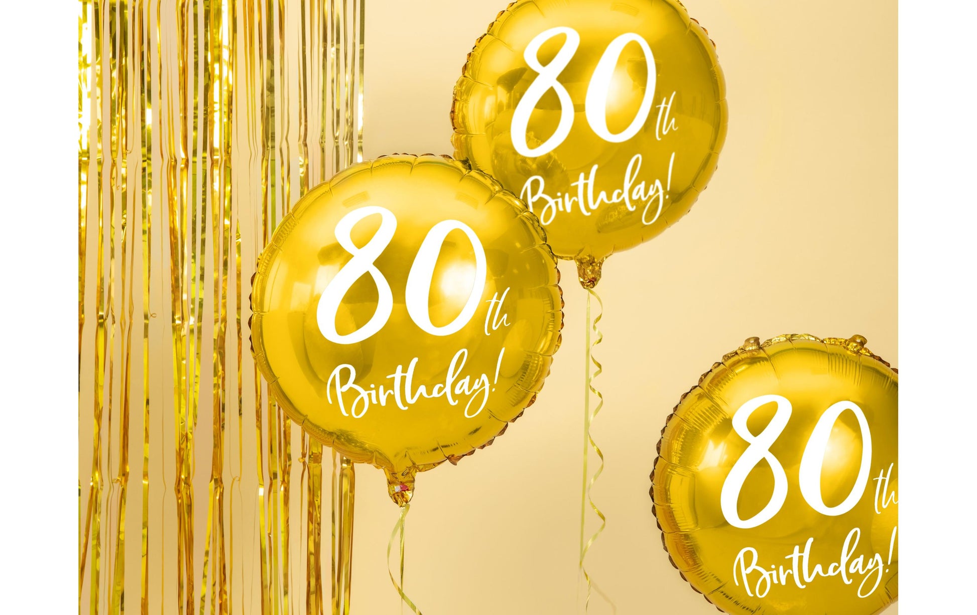 PartyDeco Folienballon Zahl 80 – Gold/Weiss – Ø 45 cm – Folie – 1 Stück – mit Helium befüllbar