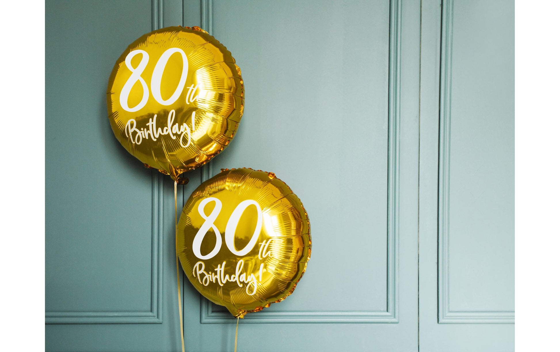 PartyDeco Folienballon Zahl 80 – Gold/Weiss – Ø 45 cm – Folie – 1 Stück – mit Helium befüllbar