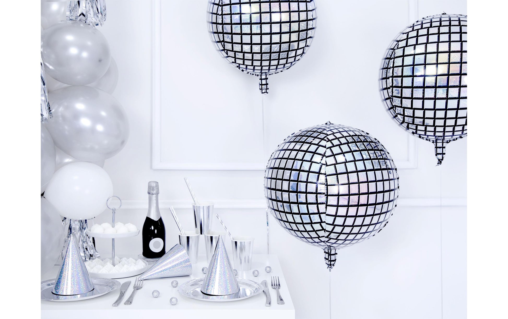 PartyDeco Folienballon Kugel – Silber – Ø 40 cm – Folie – 1 Stück – mit Helium befüllbar