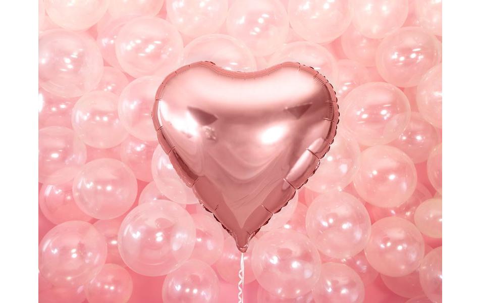 PartyDeco Folienballon – Herz – Ø 61 cm – Folie, Roségold, 1 Stück