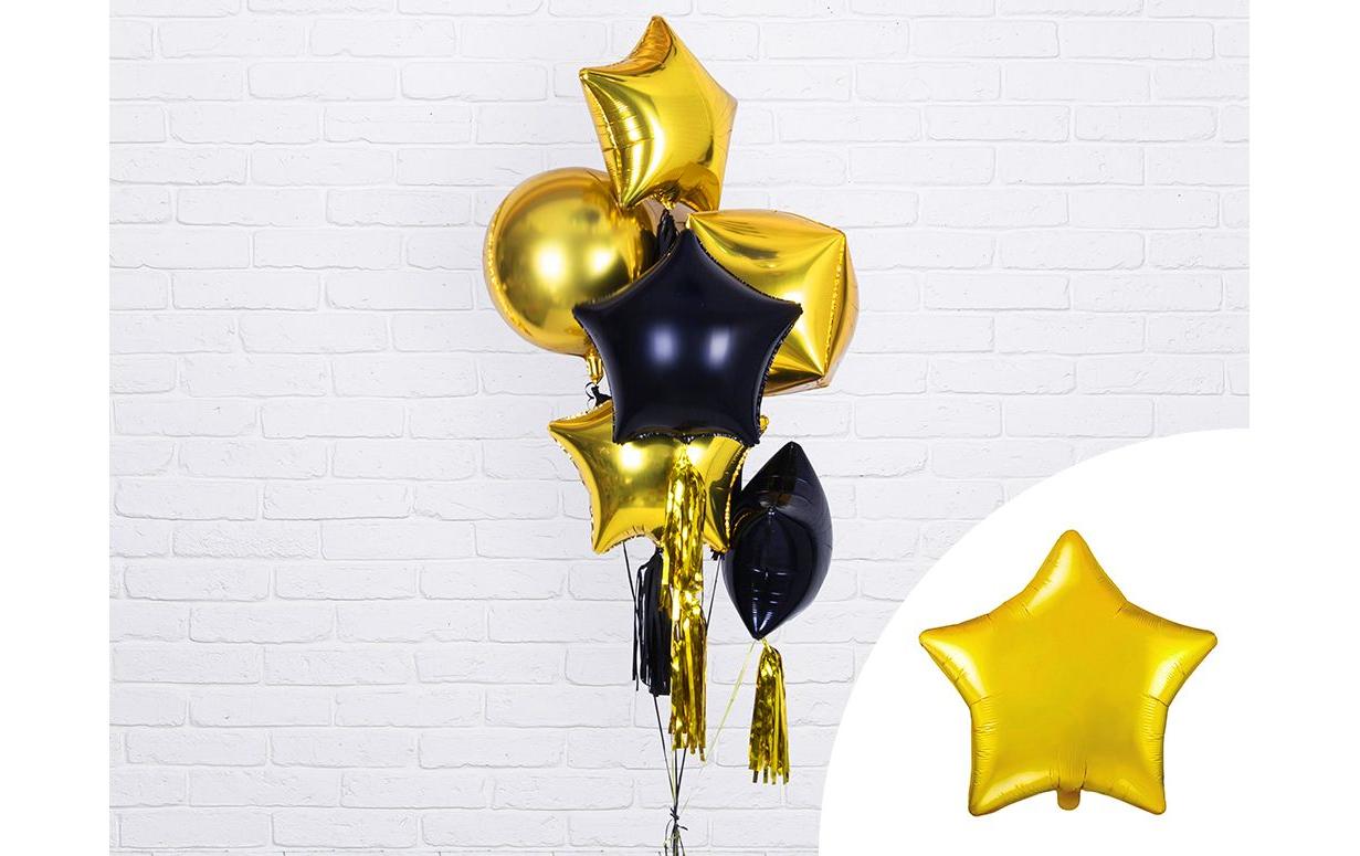 PartyDeco Folienballon Stern – Gold – Ø 48 cm – Folie – 1 Stk