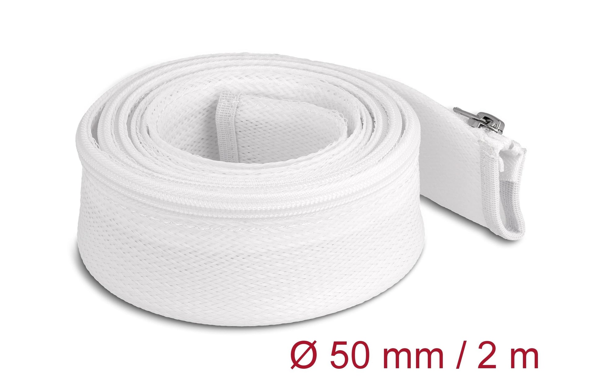 DeLOCK Kabelschlauch – Ø 50 mm – 2 m – Polyester – Weiss, Reissverschluss