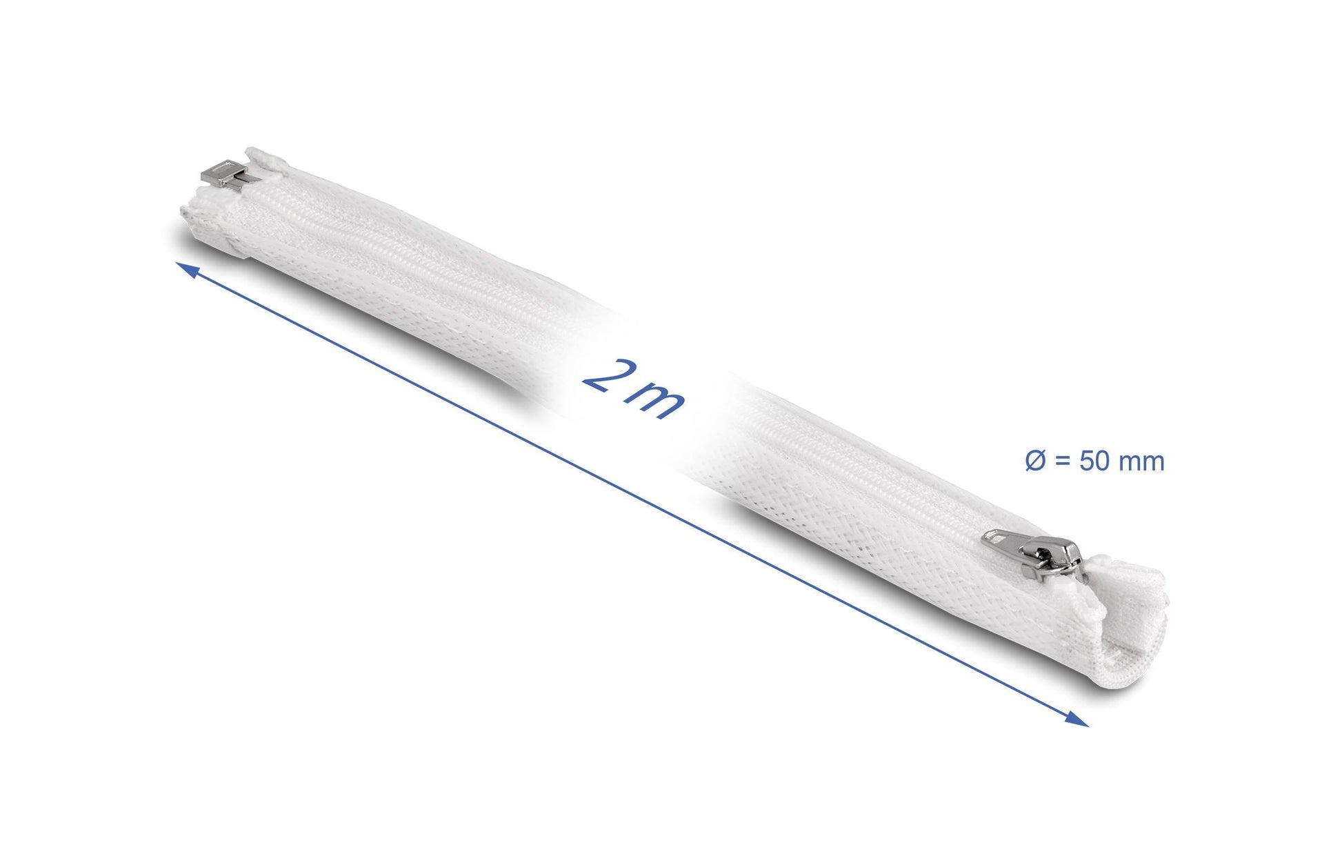 DeLOCK Kabelschlauch – Ø 50 mm – 2 m – Polyester – Weiss, Reissverschluss