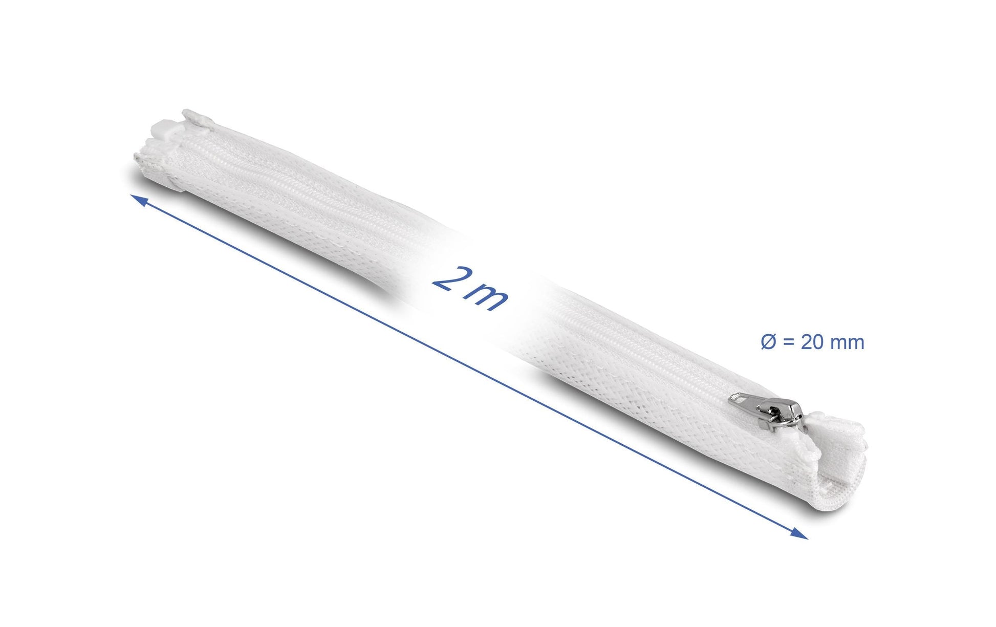 DeLOCK Kabelschlauch, Ø 20 mm × 2 m, Reissverschluss, wiederverwendbar – Weiss