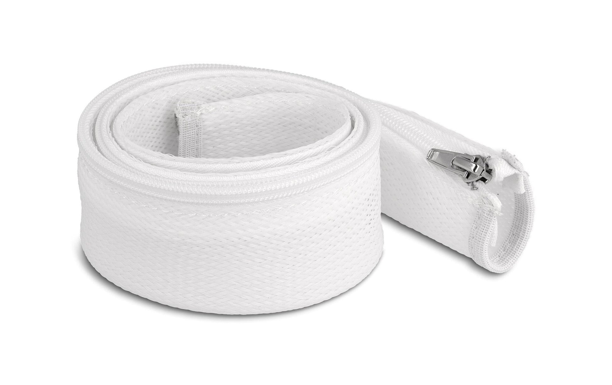 DeLOCK Kabelschlauch Ø 50 mm, 1 m, wiederverwendbar, Reissverschluss, hitzebeständig – weiss
