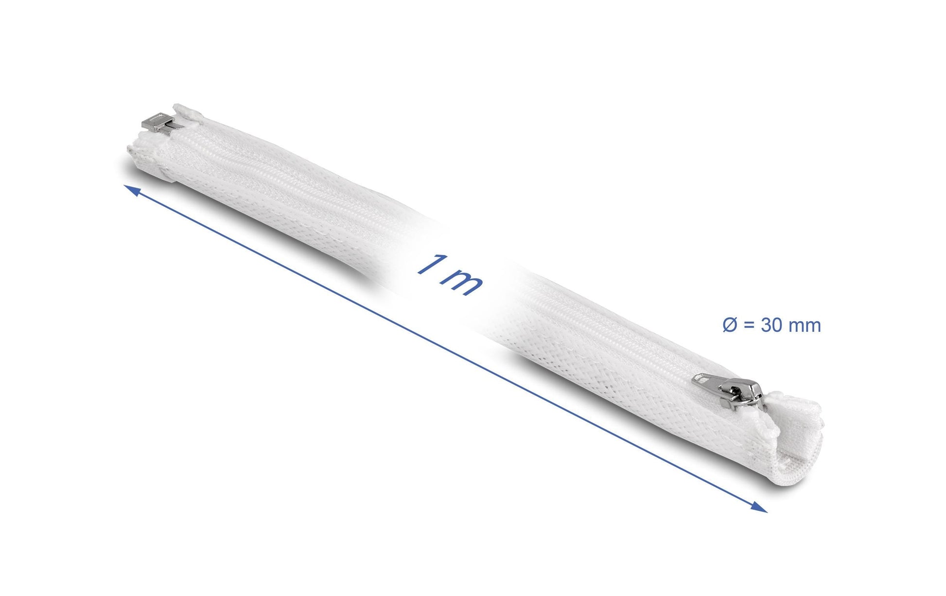 DeLOCK Kabelschlauch, Ø 30 mm × 1 m, Reissverschluss, wiederverwendbar – Weiss