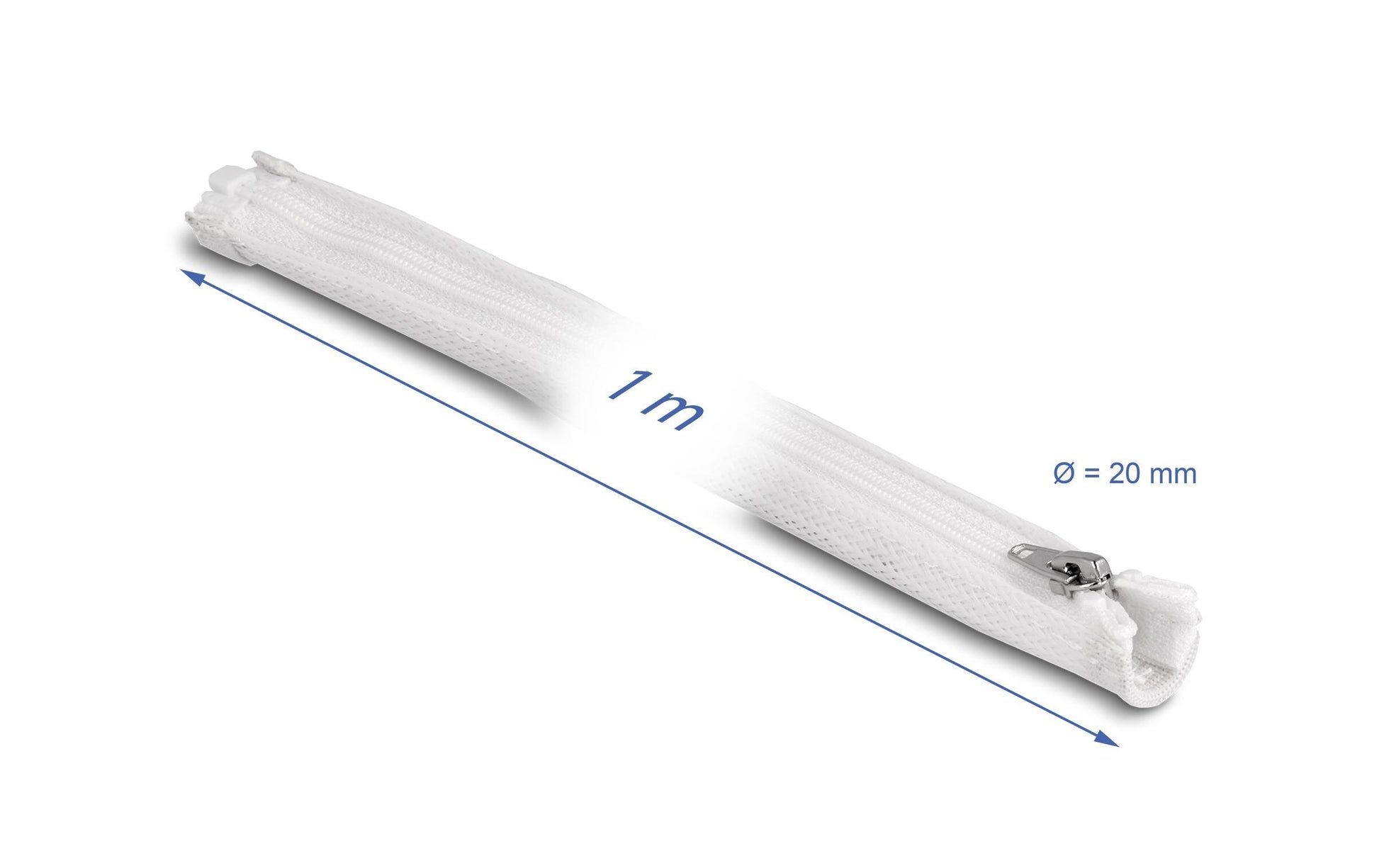 DeLOCK Kabelschlauch, Ø 20 mm × 1 m, wiederverwendbar, mit Reissverschluss, hitzebeständig – weiss