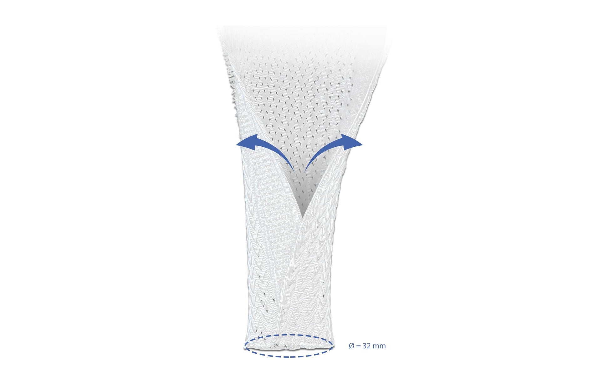 DeLOCK Kabelschlauch – 32 mm × 5,00 m, Polyester, Weiss, Klettverschluss, wiederverwendbar, 1er-Pack