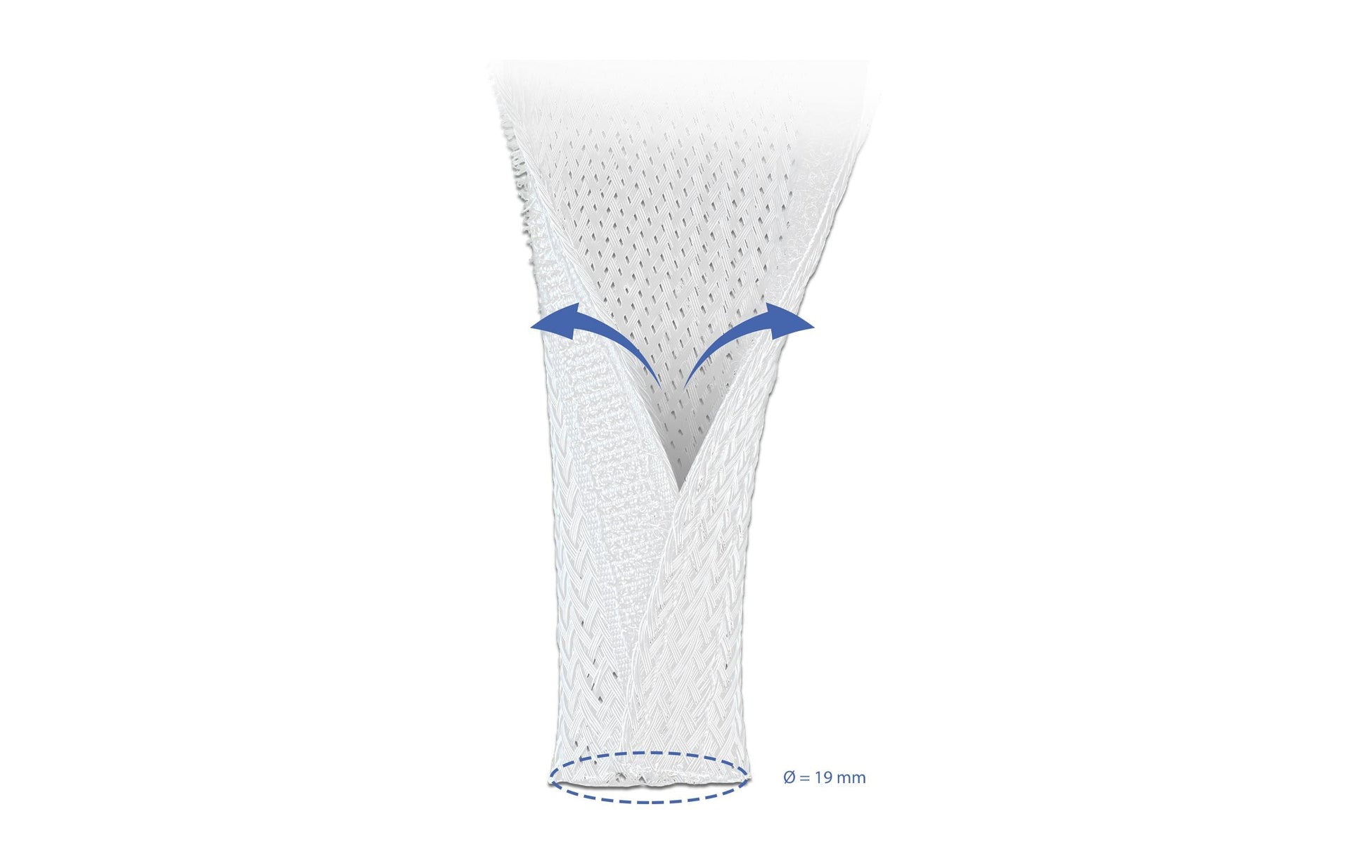 DeLOCK Kabelschlauch, Ø 19 mm × 5 m, Polyester, Zuschneidbar, Klettverschluss – Weiss
