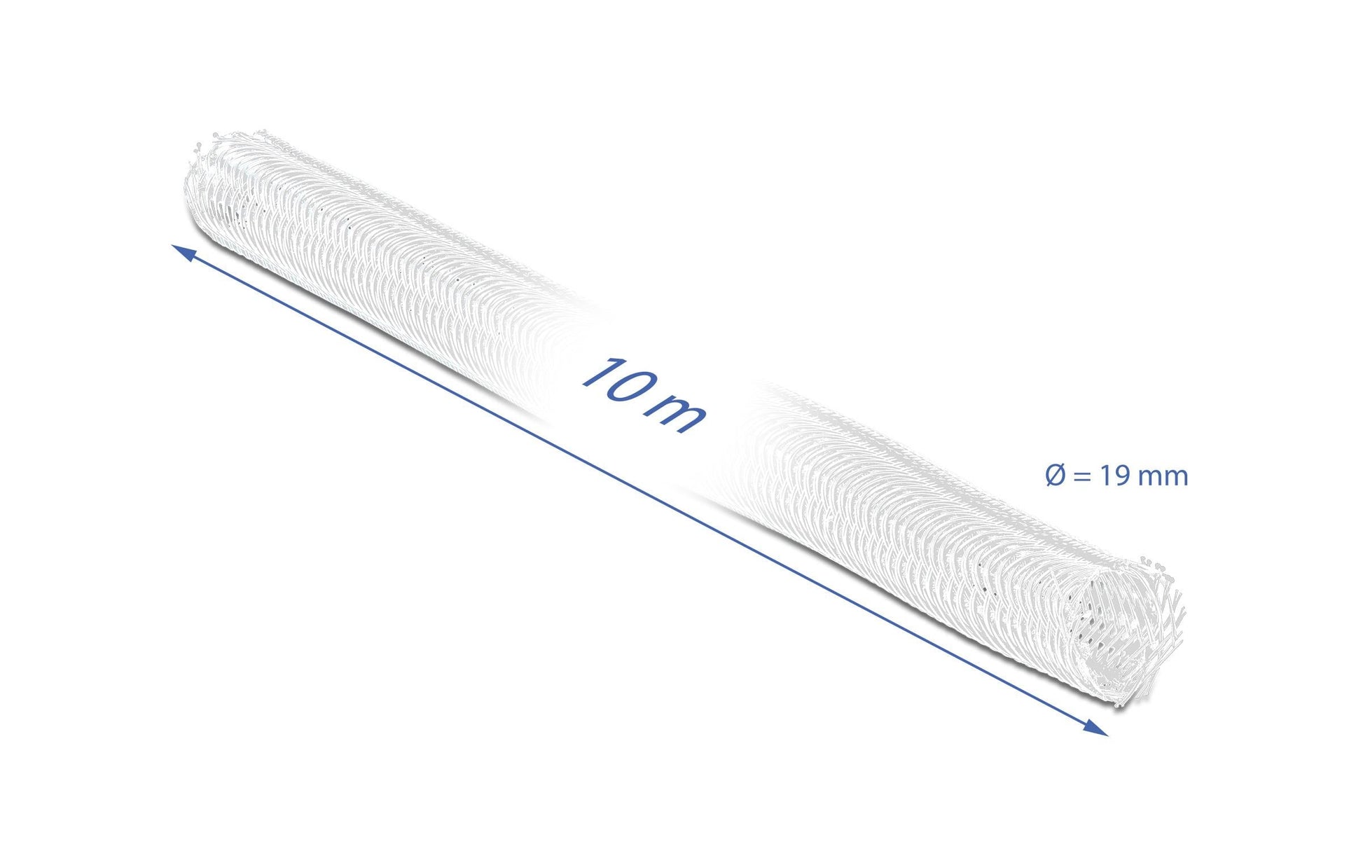 DeLOCK Kabelschlauch, Ø 19 mm × 10 m, wiederverwendbar, Klettverschluss – weiss