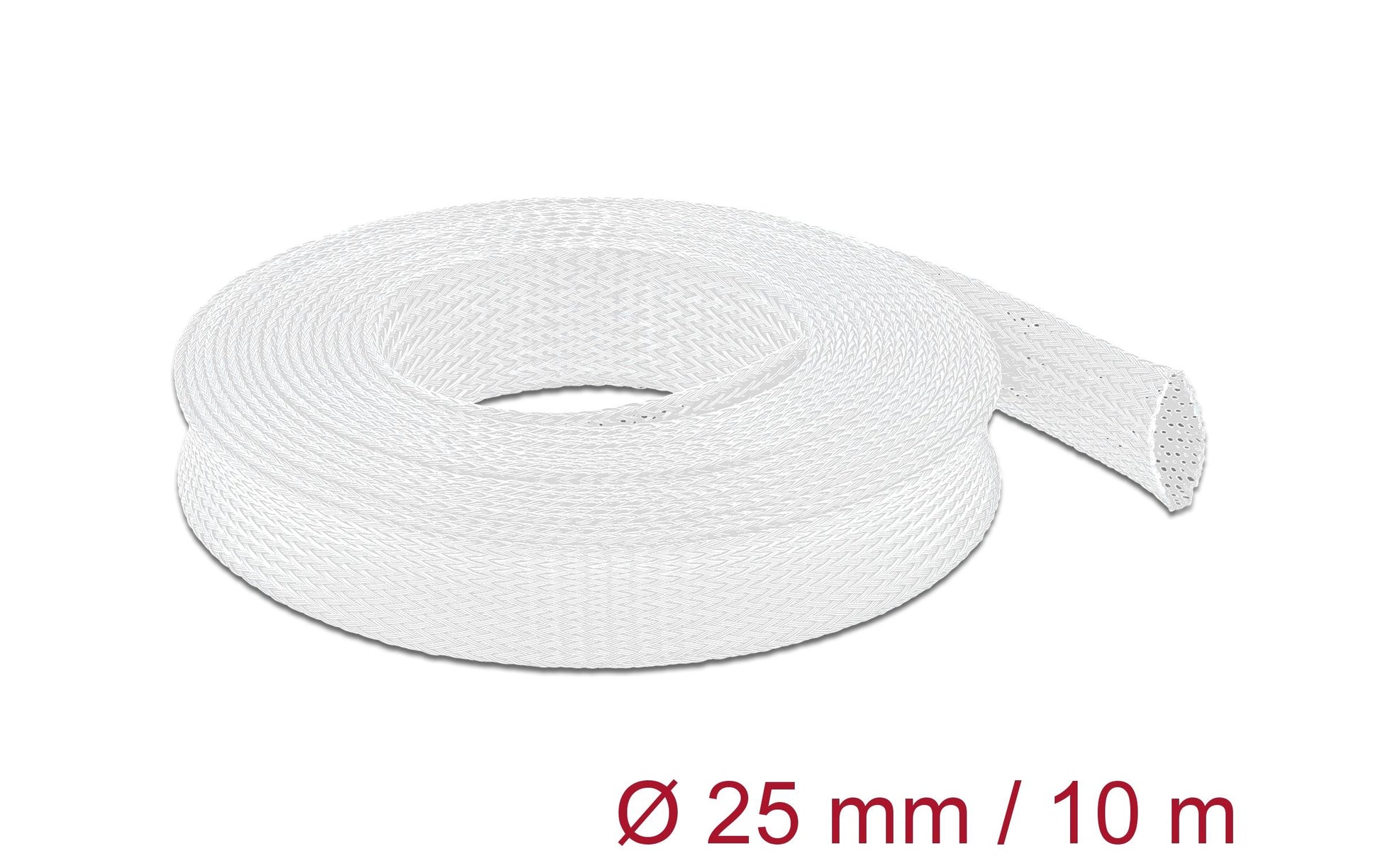 DeLOCK Kabelschlauch – Ø 25 mm – 10 m – Polyester – Weiss, zuschneidbar