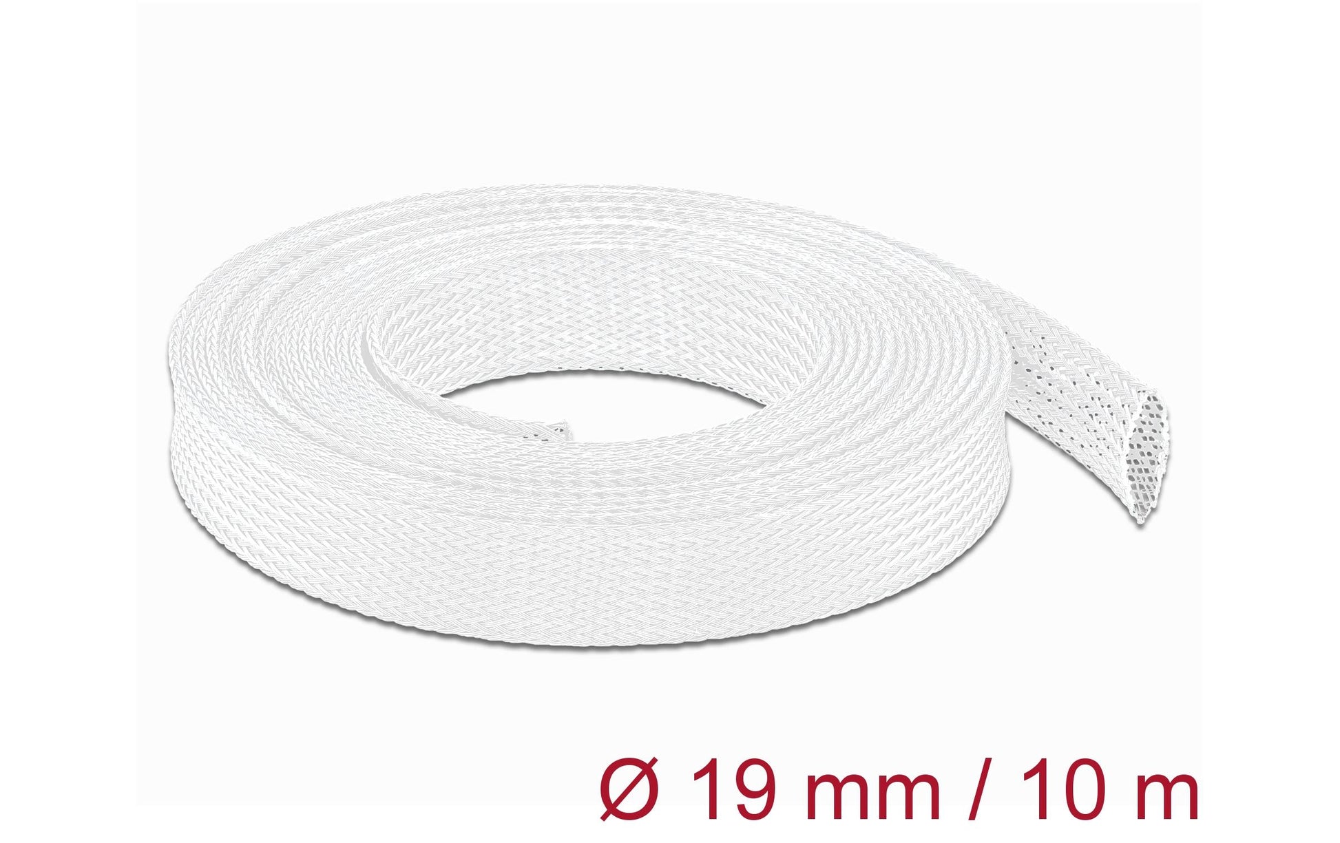 DeLOCK Kabelschlauch – Ø 14–30 mm – 10 m – Polyester – Weiss