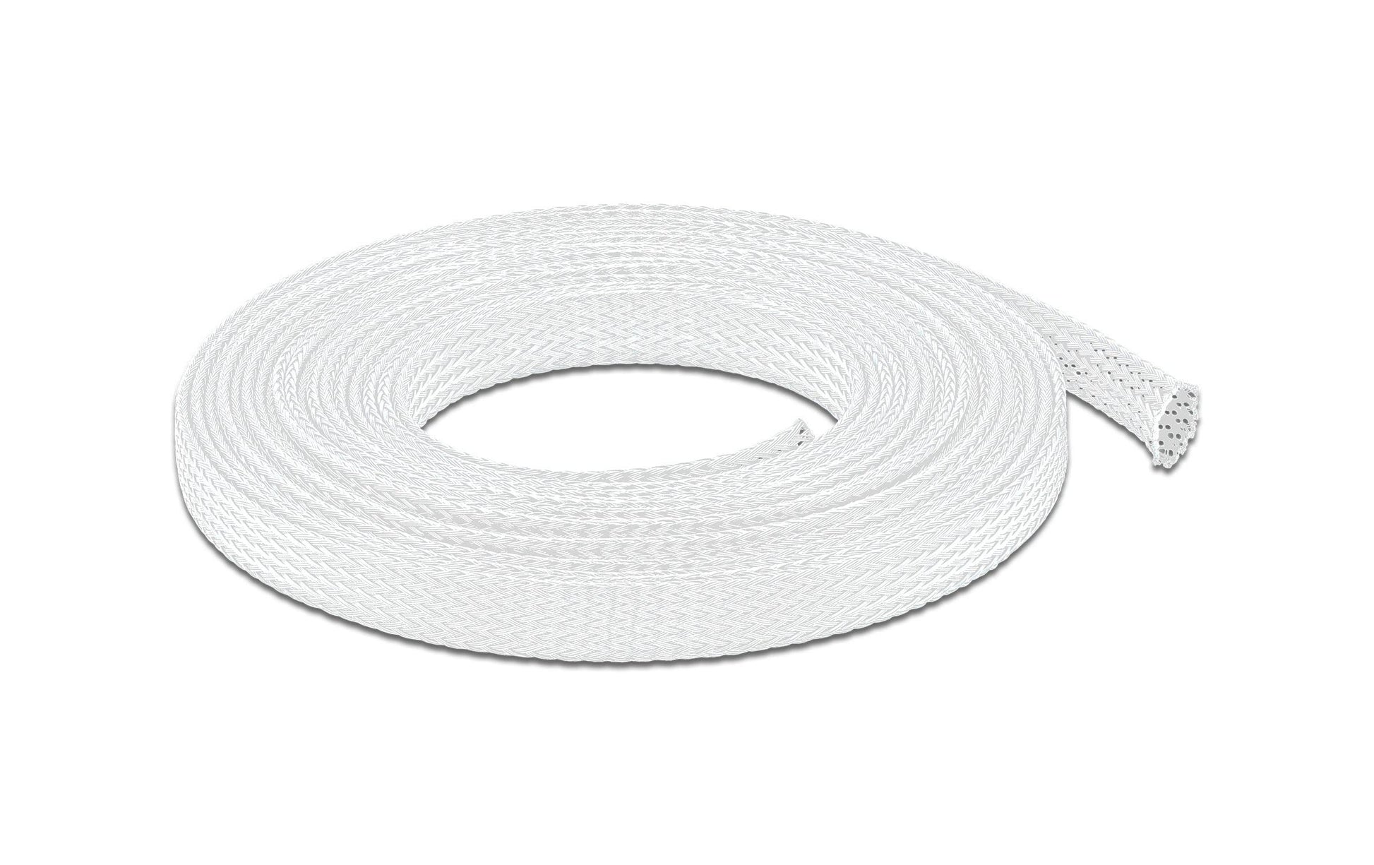 DeLOCK Kabelschlauch, Ø 8–24 mm × 10 m, zuschneidbar, Polyester, Betriebstemperatur −40–125 °C – weiss