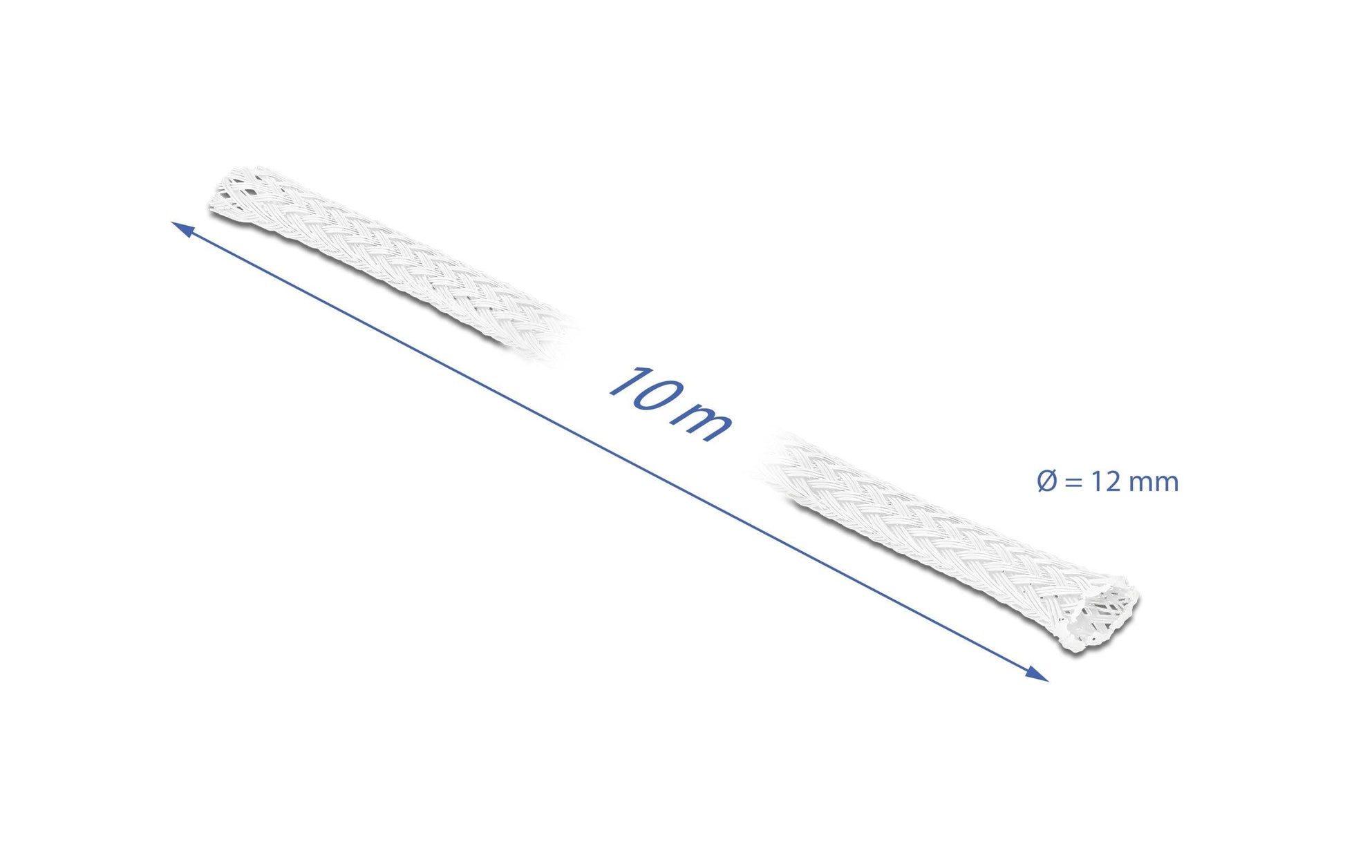 DeLOCK Kabelschlauch, Ø 8–24 mm × 10 m, zuschneidbar, Polyester, Betriebstemperatur −40–125 °C – weiss