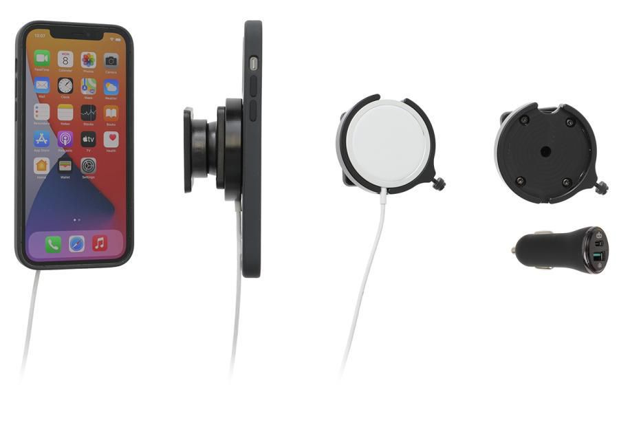 Brodit Auto-Halterung, Schraubbefestigung, kipp-/schwenkbar – für iPhone 12–13 (MagSafe) – Schwarz
