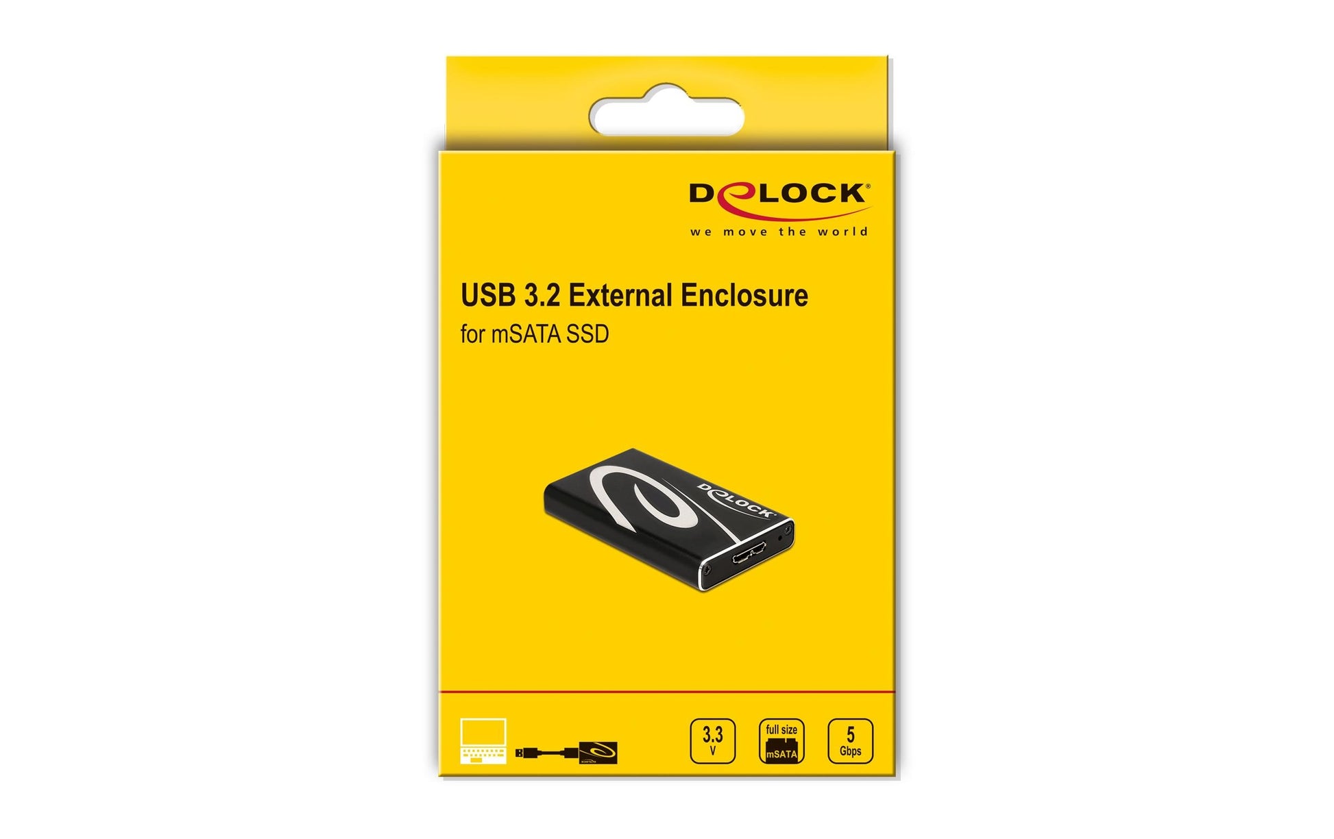 DeLOCK 1-Bay SSD-Gehäuse – USB 3.2 Gen 1 (5 Gbit/s), Micro-USB B, für mSATA
